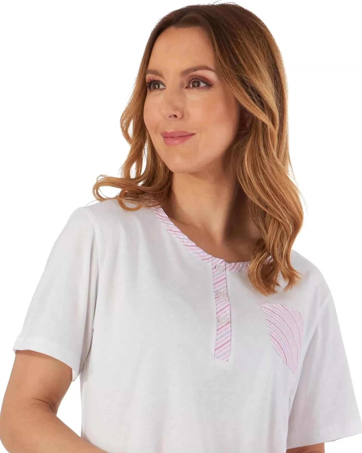 Slenderella Pyjamas | Seersucker Cropped Pyjamas - Pink