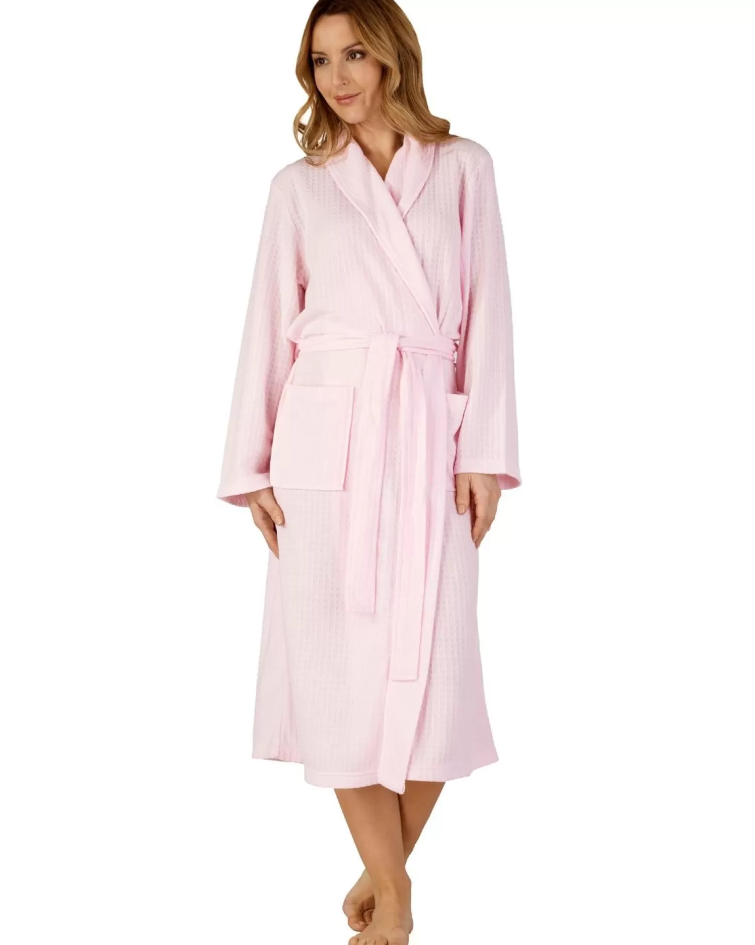 Slenderella Dressing Gowns | Shawl Collar Waffle Gown - Pink