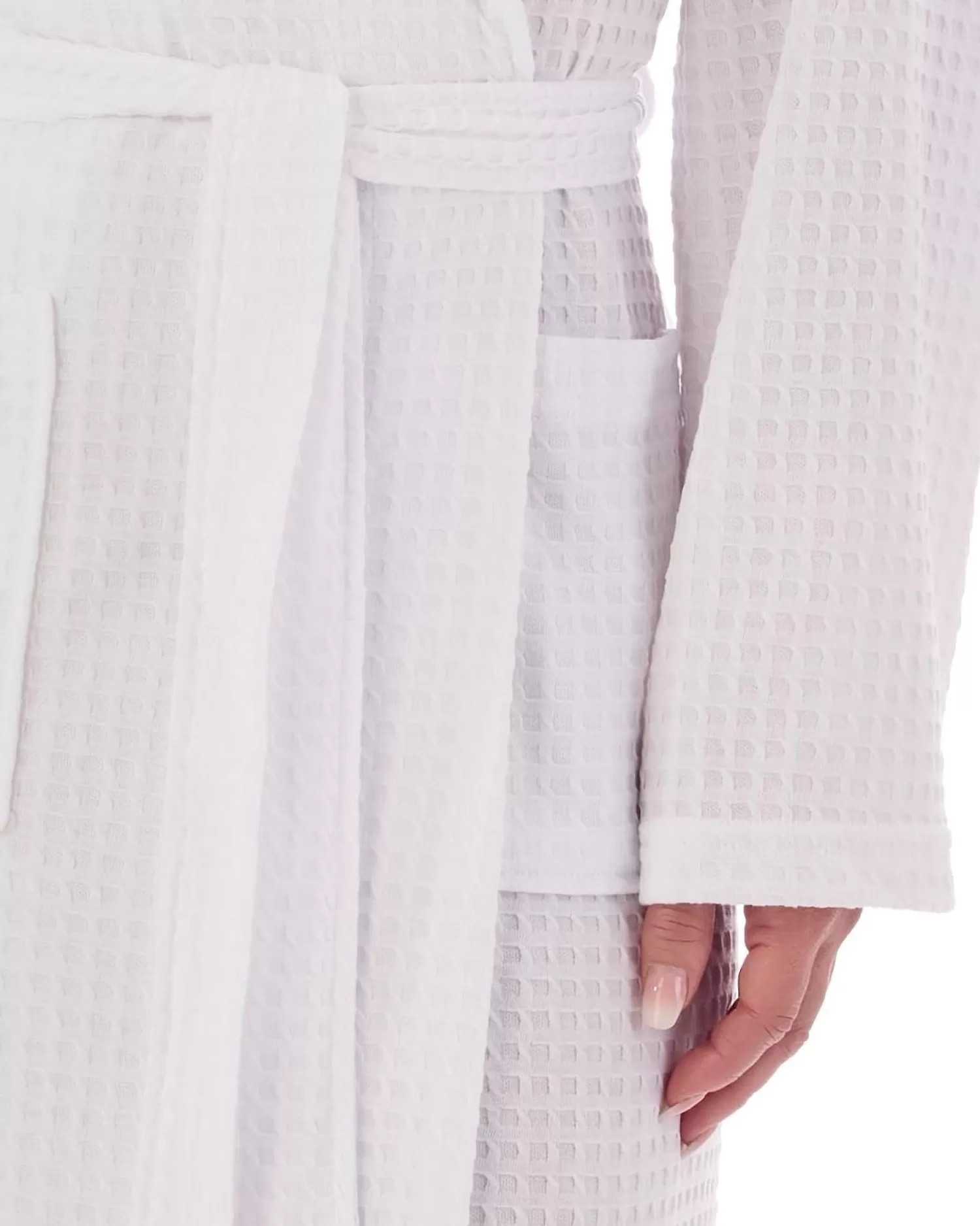 Slenderella Dressing Gowns | Shawl Collar Waffle Gown - White