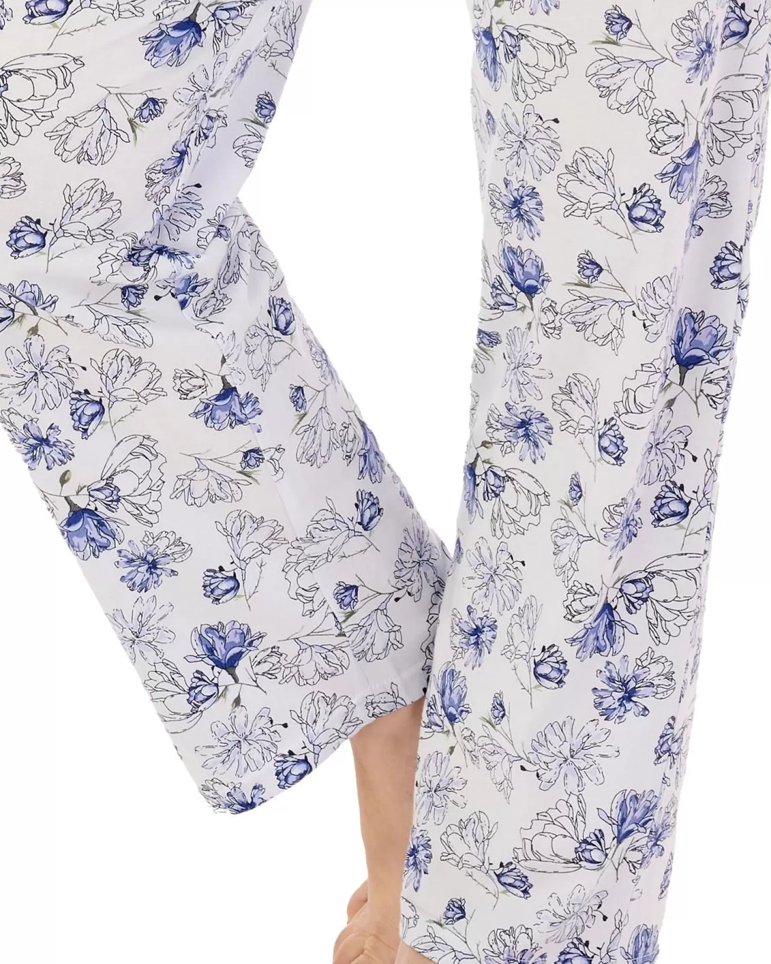 Slenderella Pyjamas | Short Sleeve Modern Floral Jersey Pyjamas - Blue