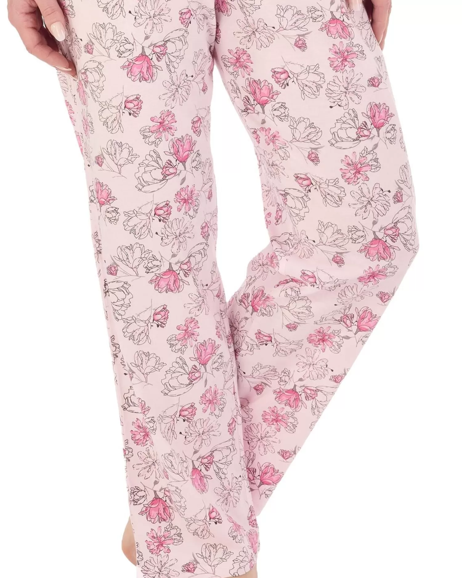 Slenderella Pyjamas | Short Sleeve Modern Floral Jersey Pyjamas - Pink
