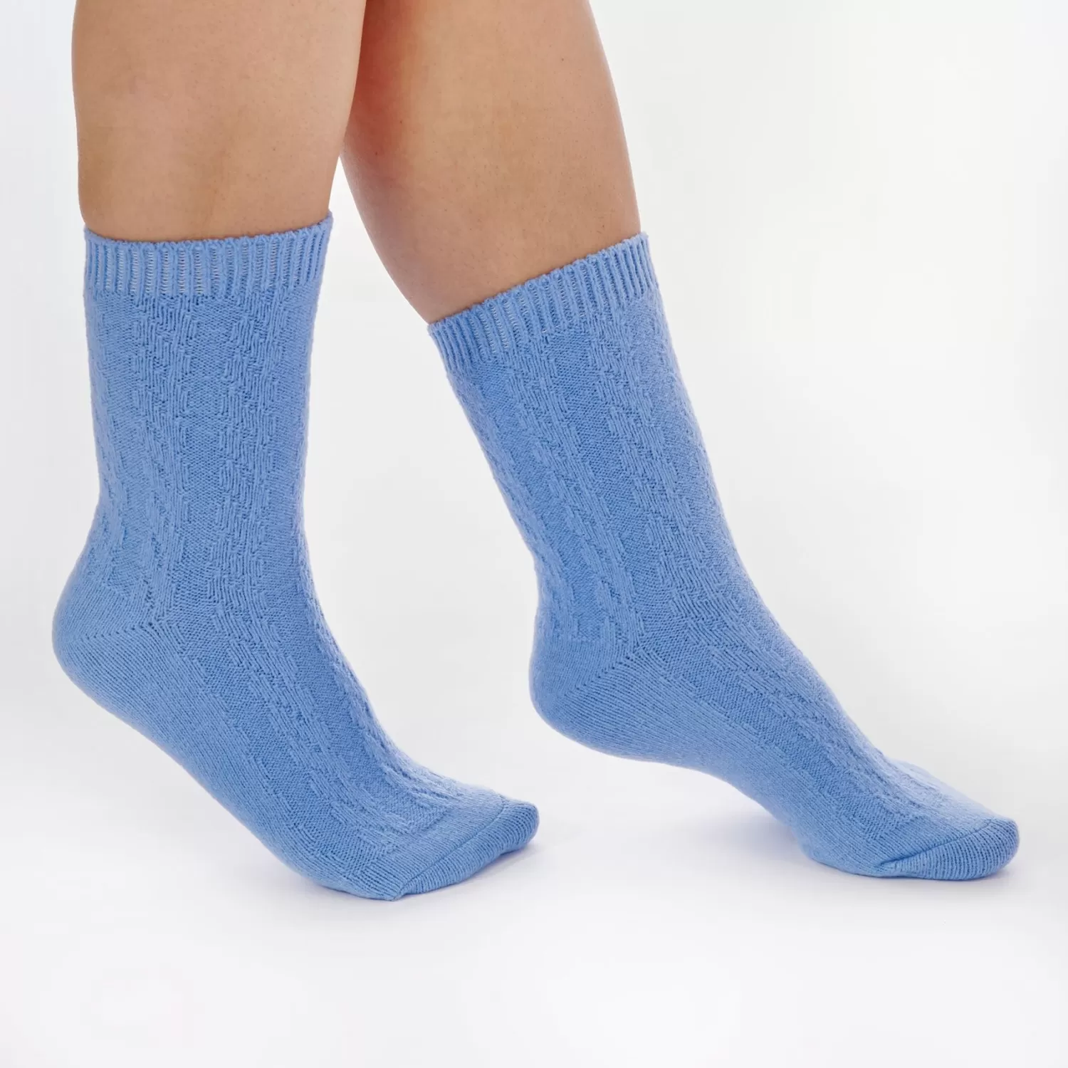 Slenderella Socks | Super Soft Cable Knit Bed Socks - Blue