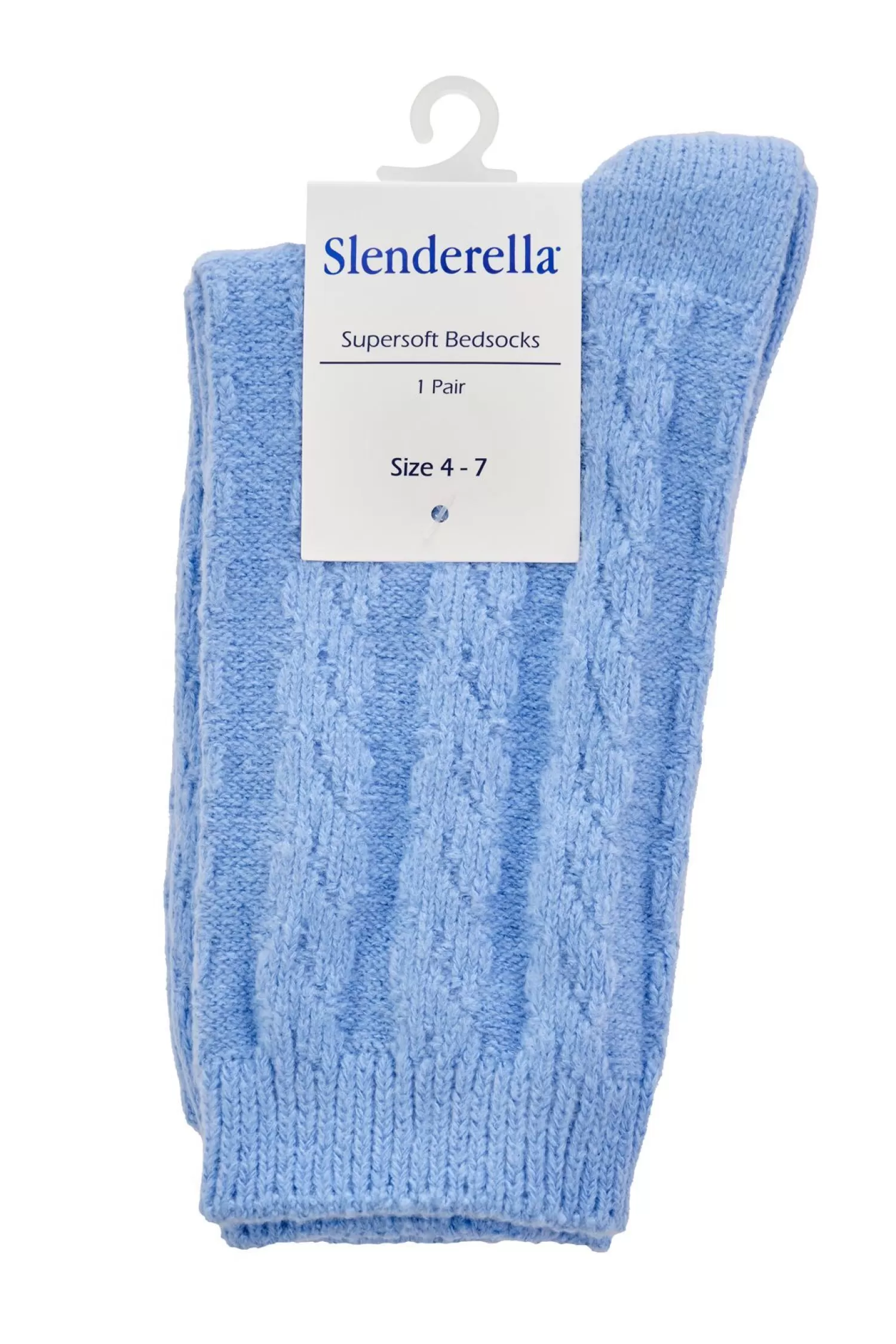 Slenderella Socks | Super Soft Cable Knit Bed Socks - Blue