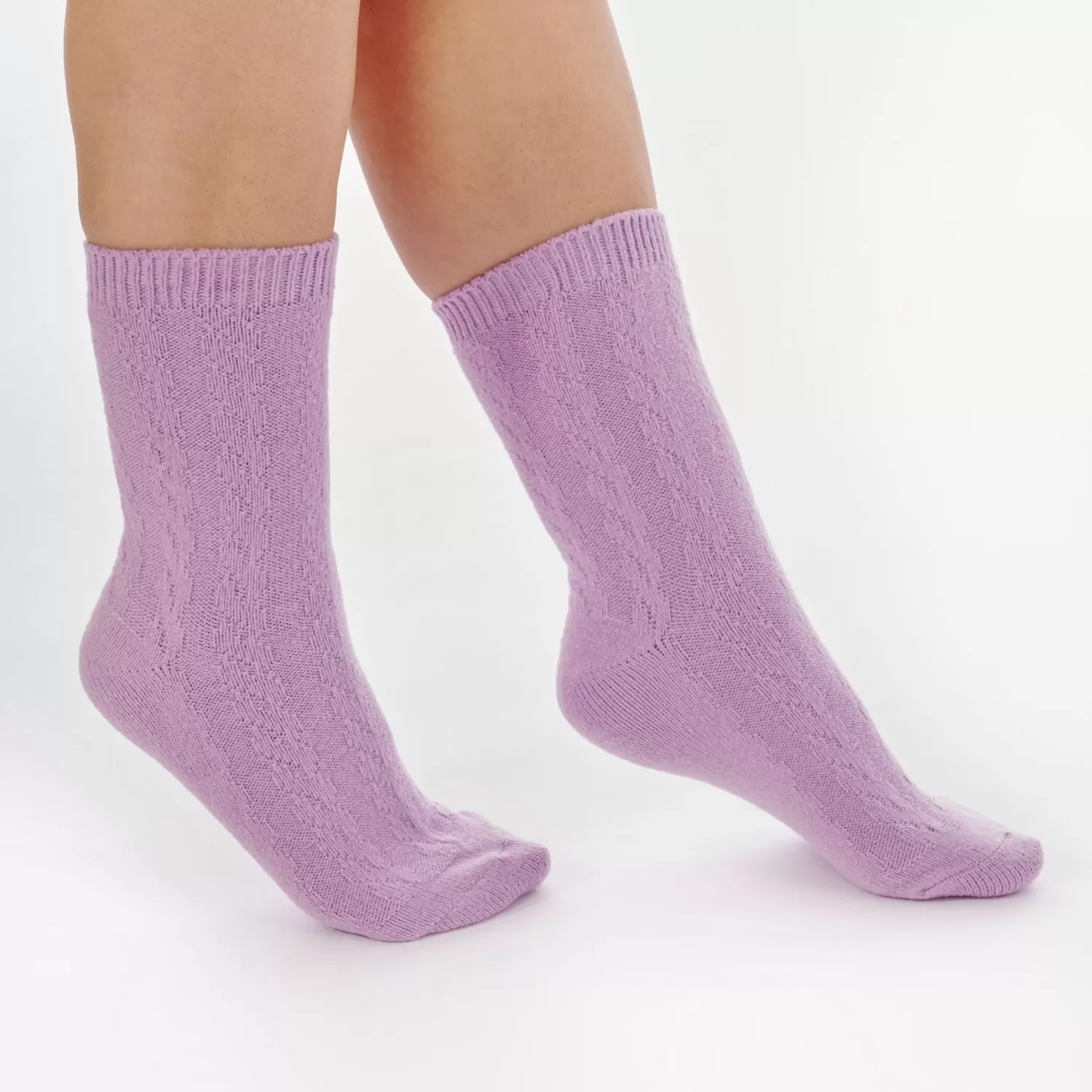 Slenderella Socks | Super Soft Cable Knit Bed Socks - Lilac