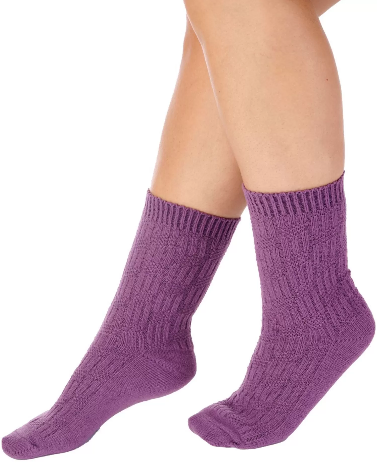 Slenderella Socks | Textured Rib Bed Socks - Purple