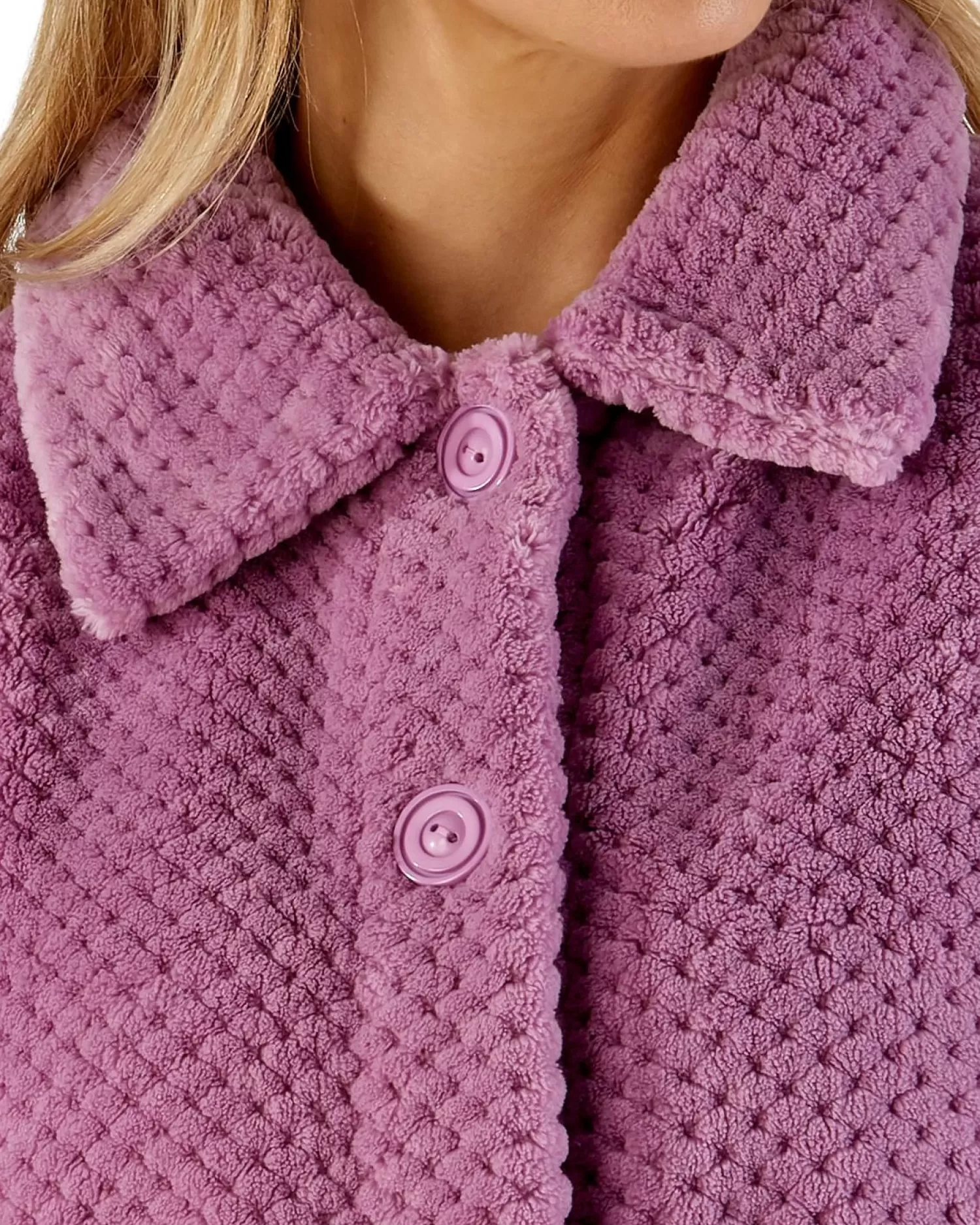 Slenderella Dressing Gowns | Waffle Fleece Button Bed Jacket - Heather