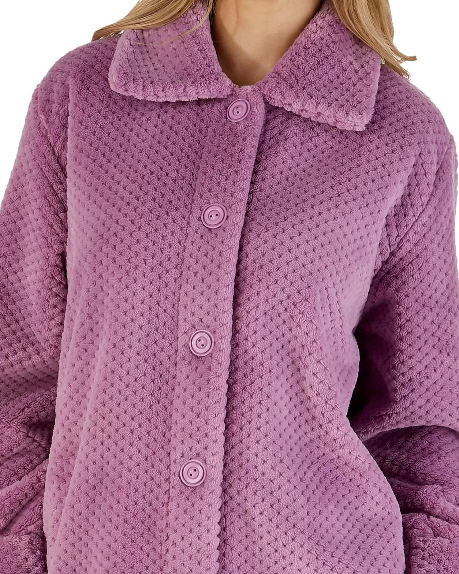 Slenderella Dressing Gowns | Waffle Fleece Button Dressing Gown - Heather