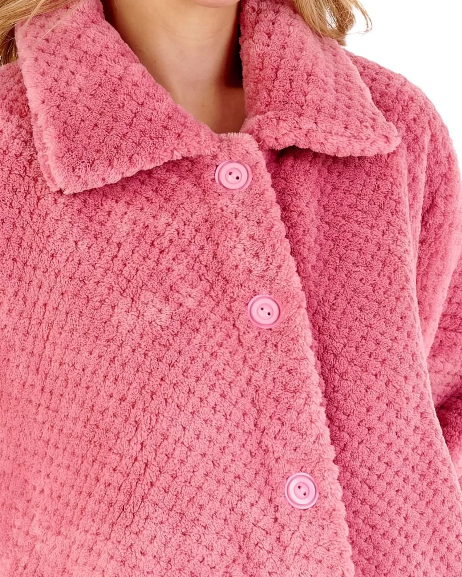 Slenderella Dressing Gowns | Waffle Fleece Button Dressing Gown - Pink