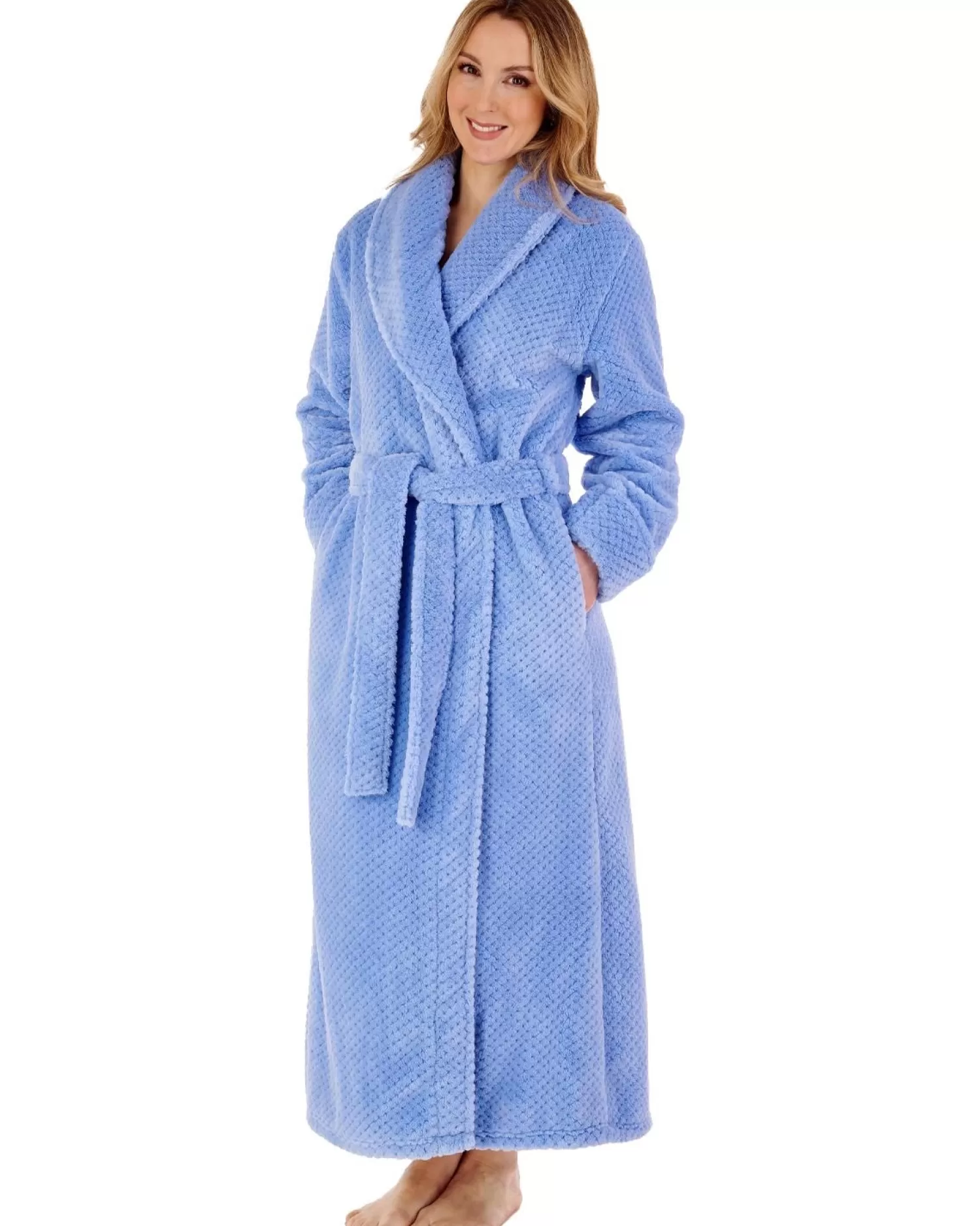 Slenderella Dressing Gowns | Waffle Fleece Wrap Dressing Gown - Blue