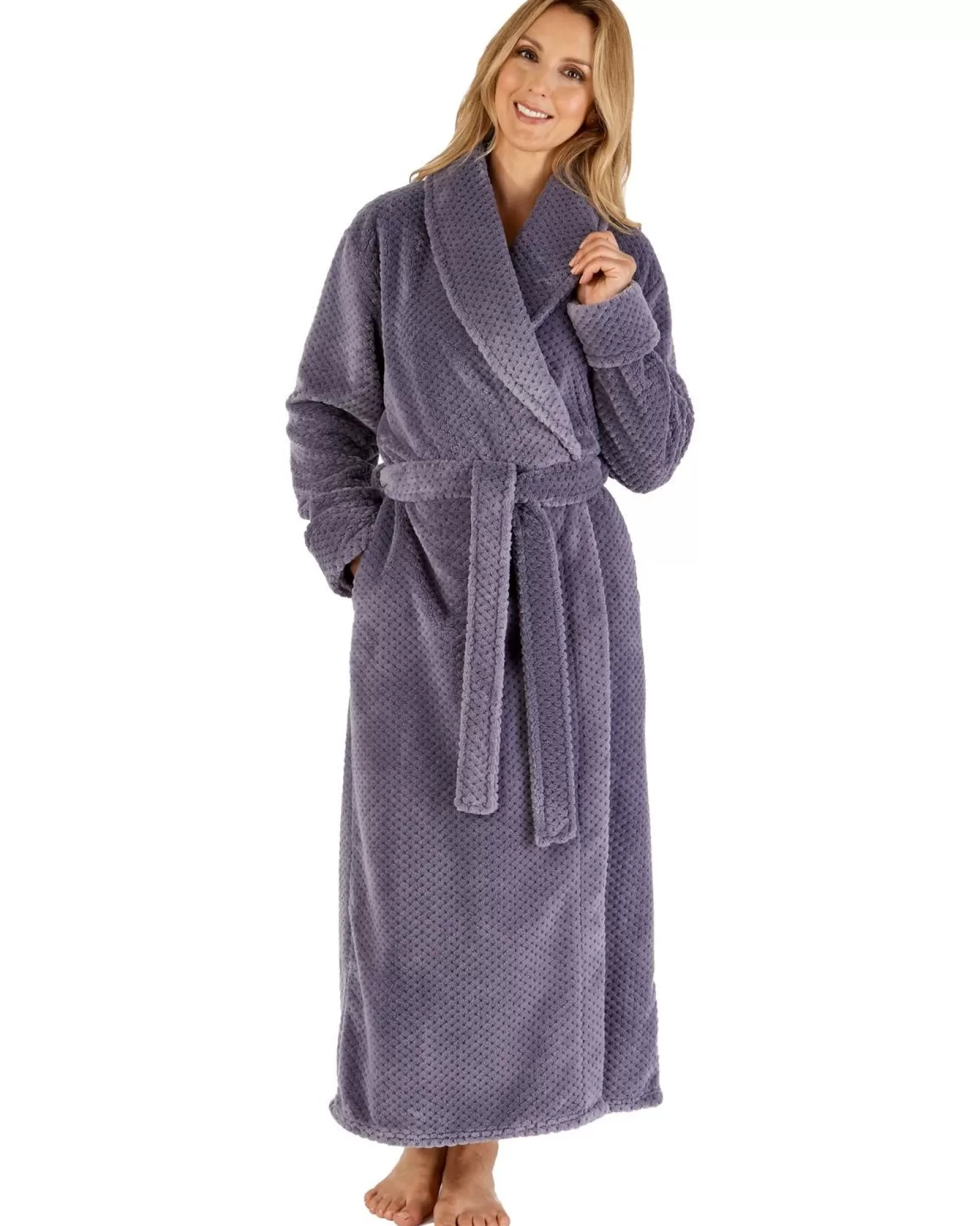 Slenderella Dressing Gowns | Waffle Fleece Wrap Dressing Gown - Grey