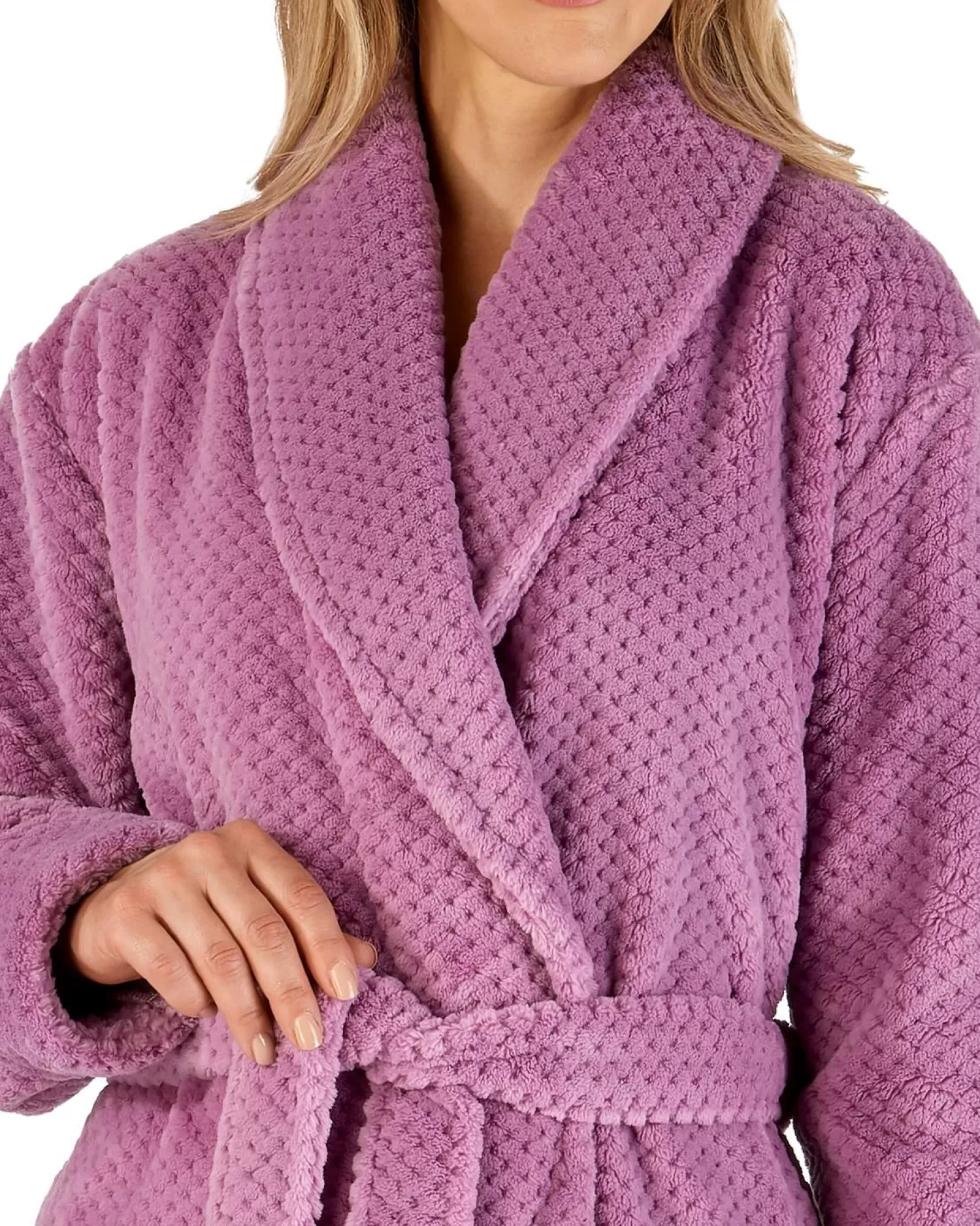 Slenderella Dressing Gowns | Waffle Fleece Wrap Dressing Gown - Heather