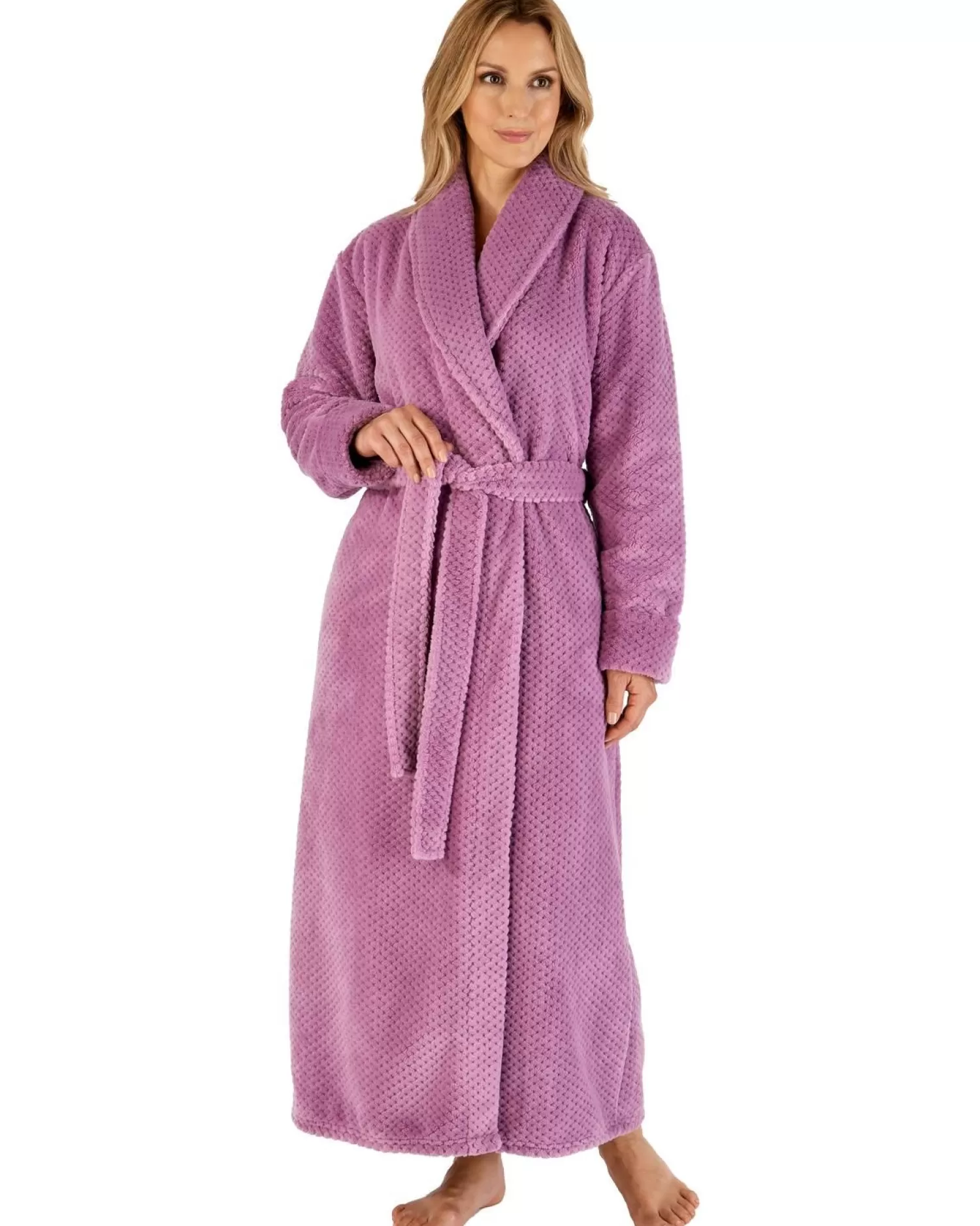 Slenderella Dressing Gowns | Waffle Fleece Wrap Dressing Gown - Heather