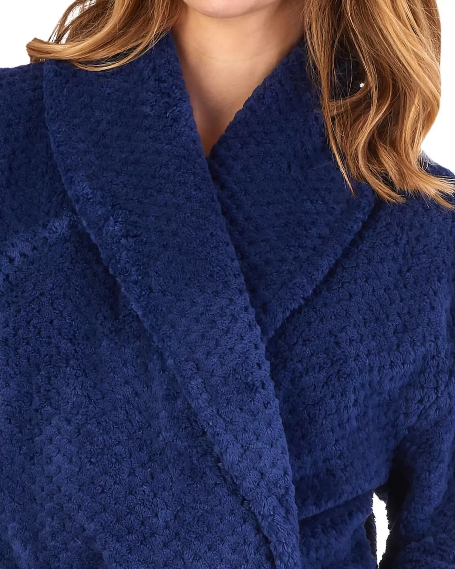 Slenderella Dressing Gowns | Waffle Fleece Wrap Dressing Gown - Navy