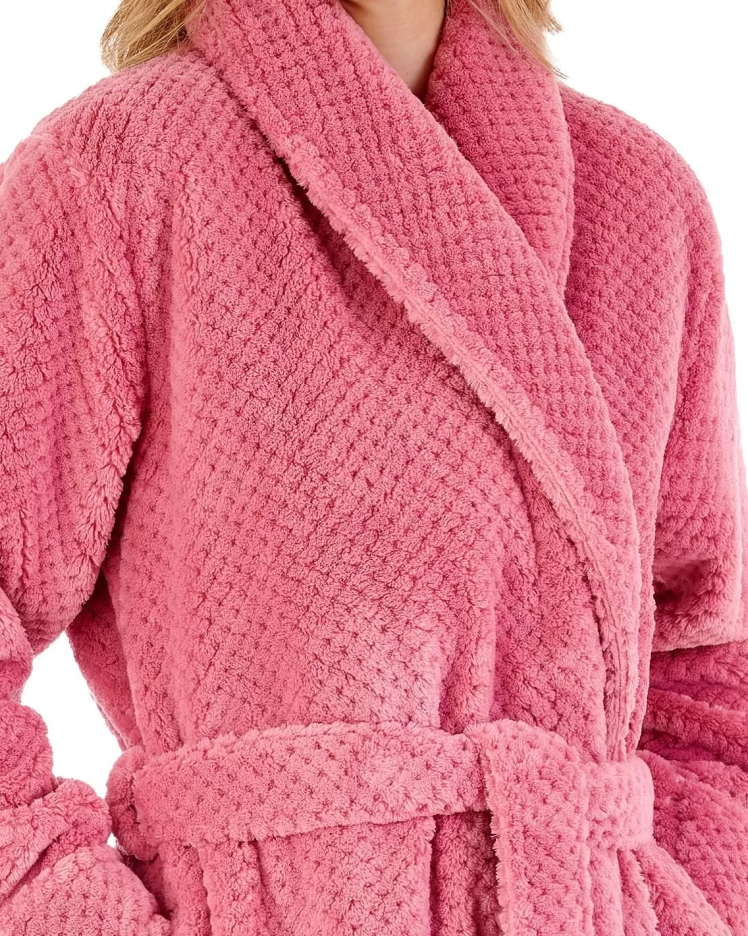 Slenderella Dressing Gowns | Waffle Fleece Wrap Dressing Gown - Pink