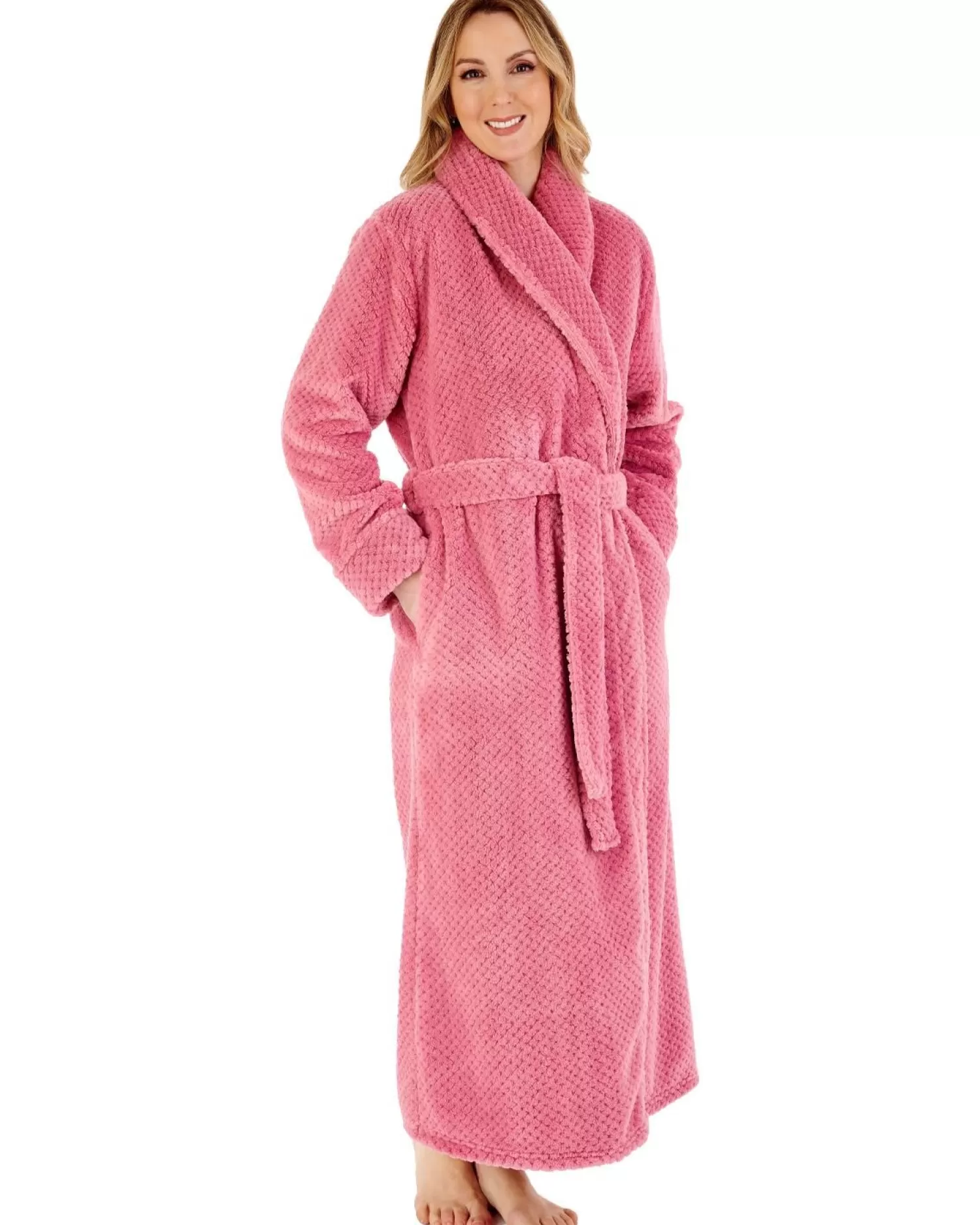 Slenderella Dressing Gowns | Waffle Fleece Wrap Dressing Gown - Pink