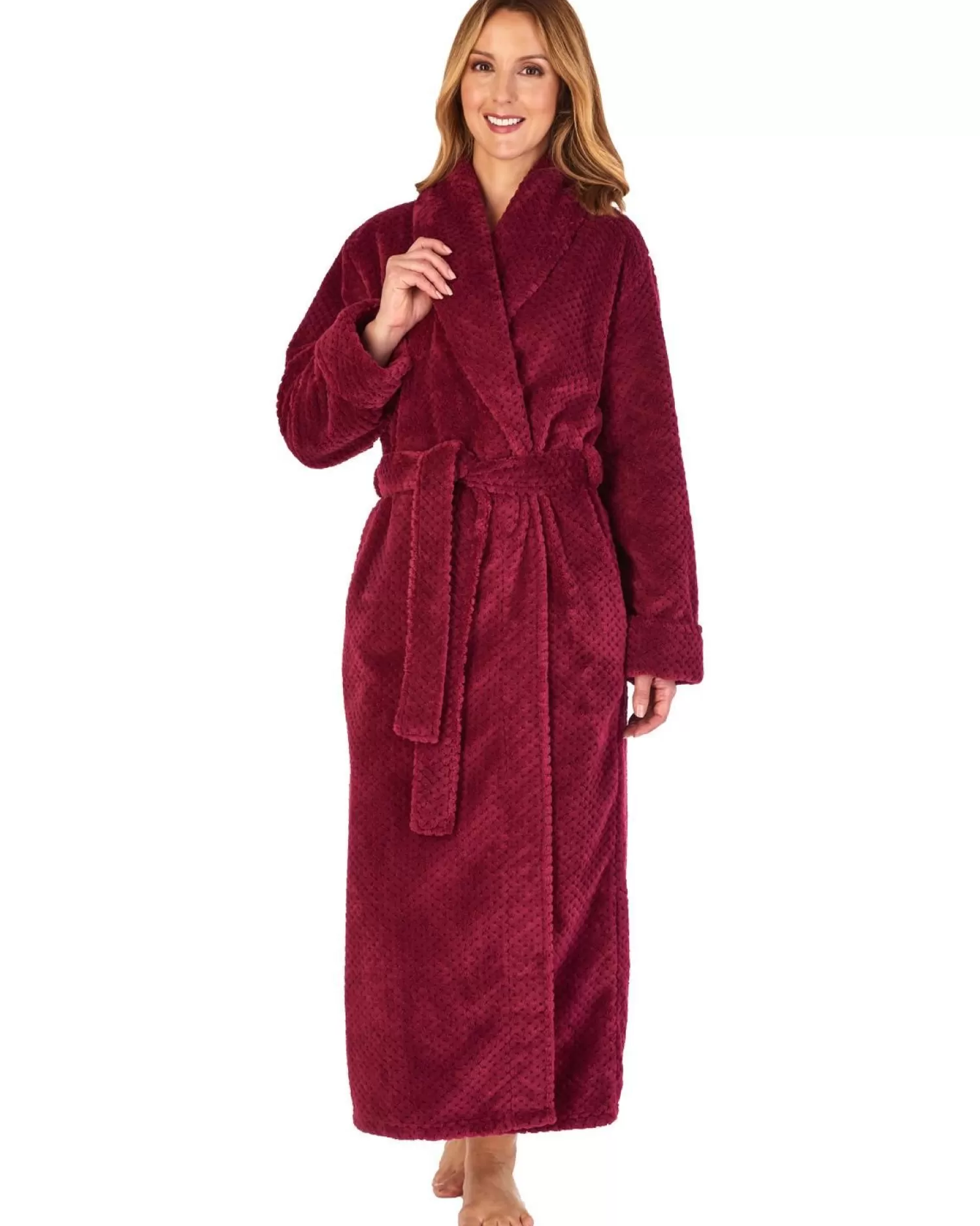 Slenderella Dressing Gowns | Waffle Fleece Wrap Dressing Gown - Raspberry