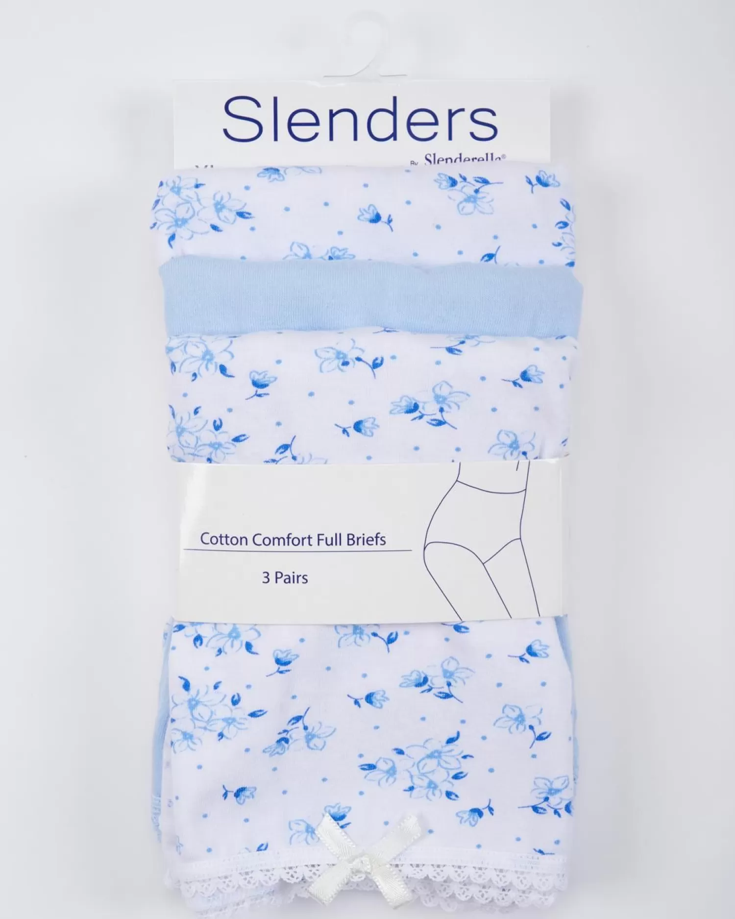 Slenderella Knickers | Slenders By 3 Pack Cotton Full Brief - Blue