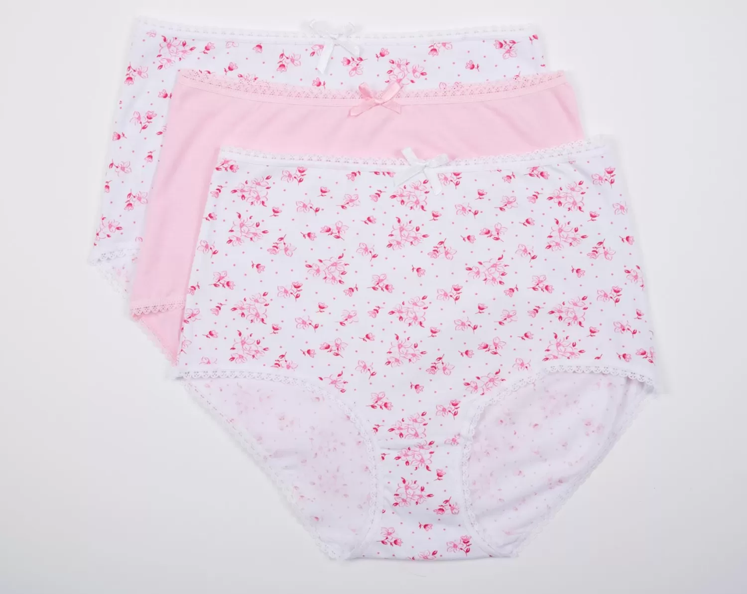 Slenderella Knickers | Slenders By 3 Pack Cotton Full Brief - Pink