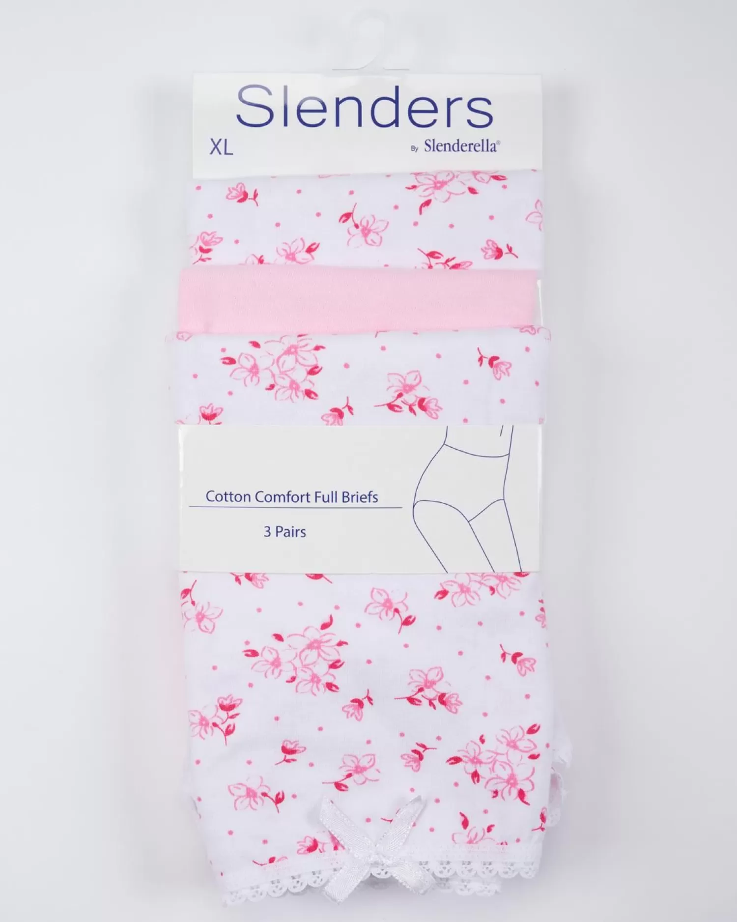 Slenderella Knickers | Slenders By 3 Pack Cotton Full Brief - Pink