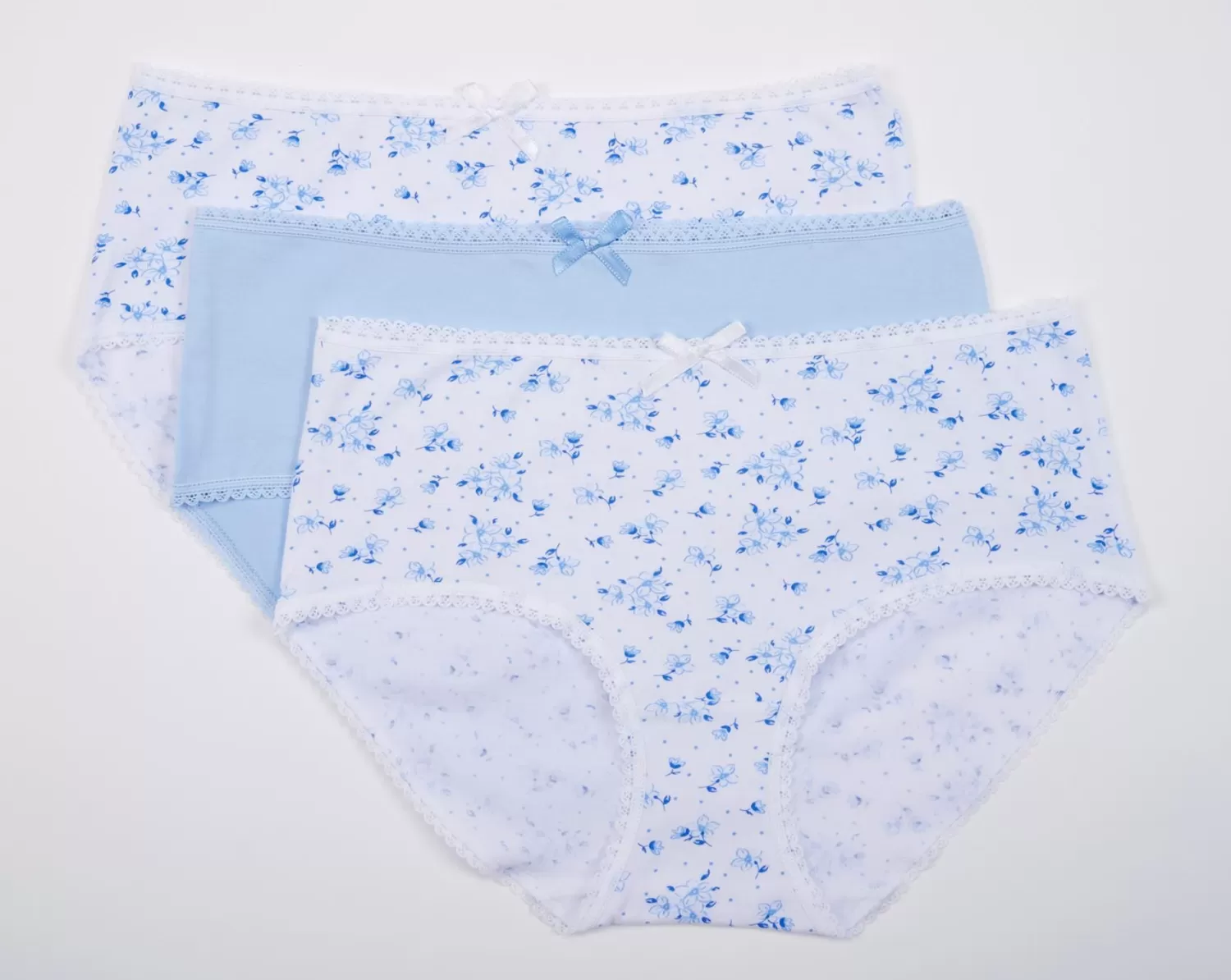 Slenderella Knickers | Slenders By 3 Pack Cotton Midi Brief - Blue