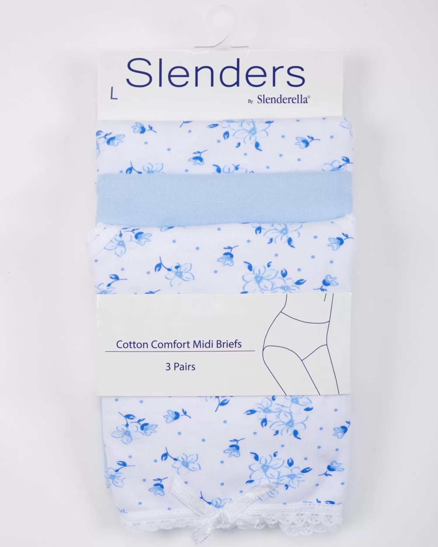 Slenderella Knickers | Slenders By 3 Pack Cotton Midi Brief - Blue