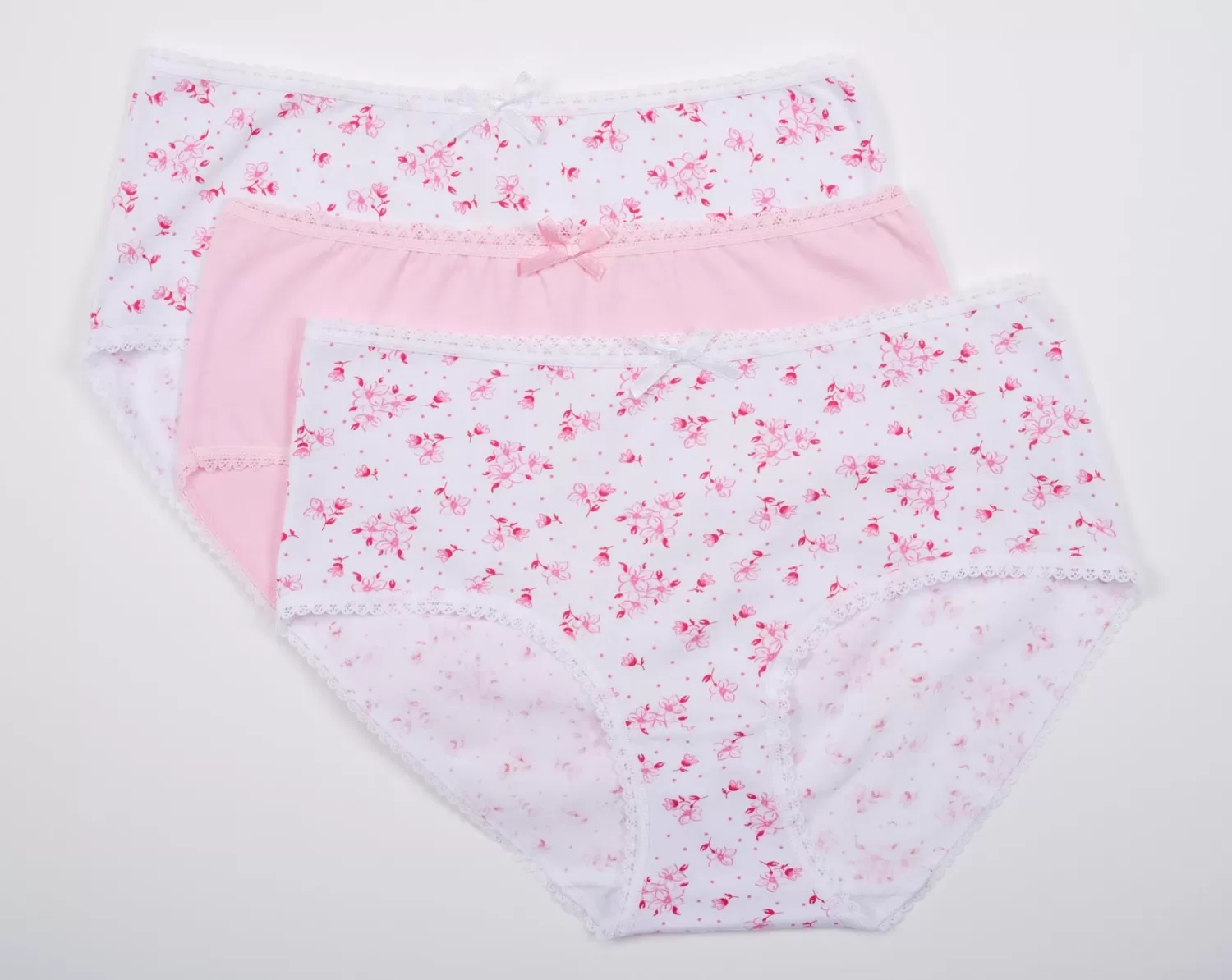 Slenderella Knickers | Slenders By 3 Pack Cotton Midi Brief - Pink