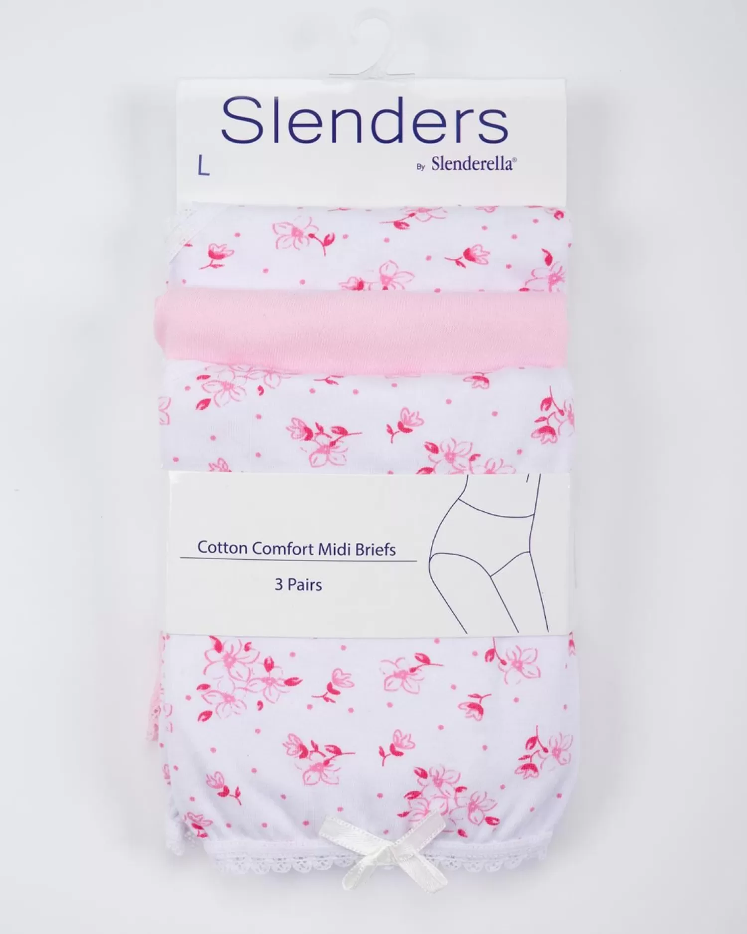 Slenderella Knickers | Slenders By 3 Pack Cotton Midi Brief - Pink