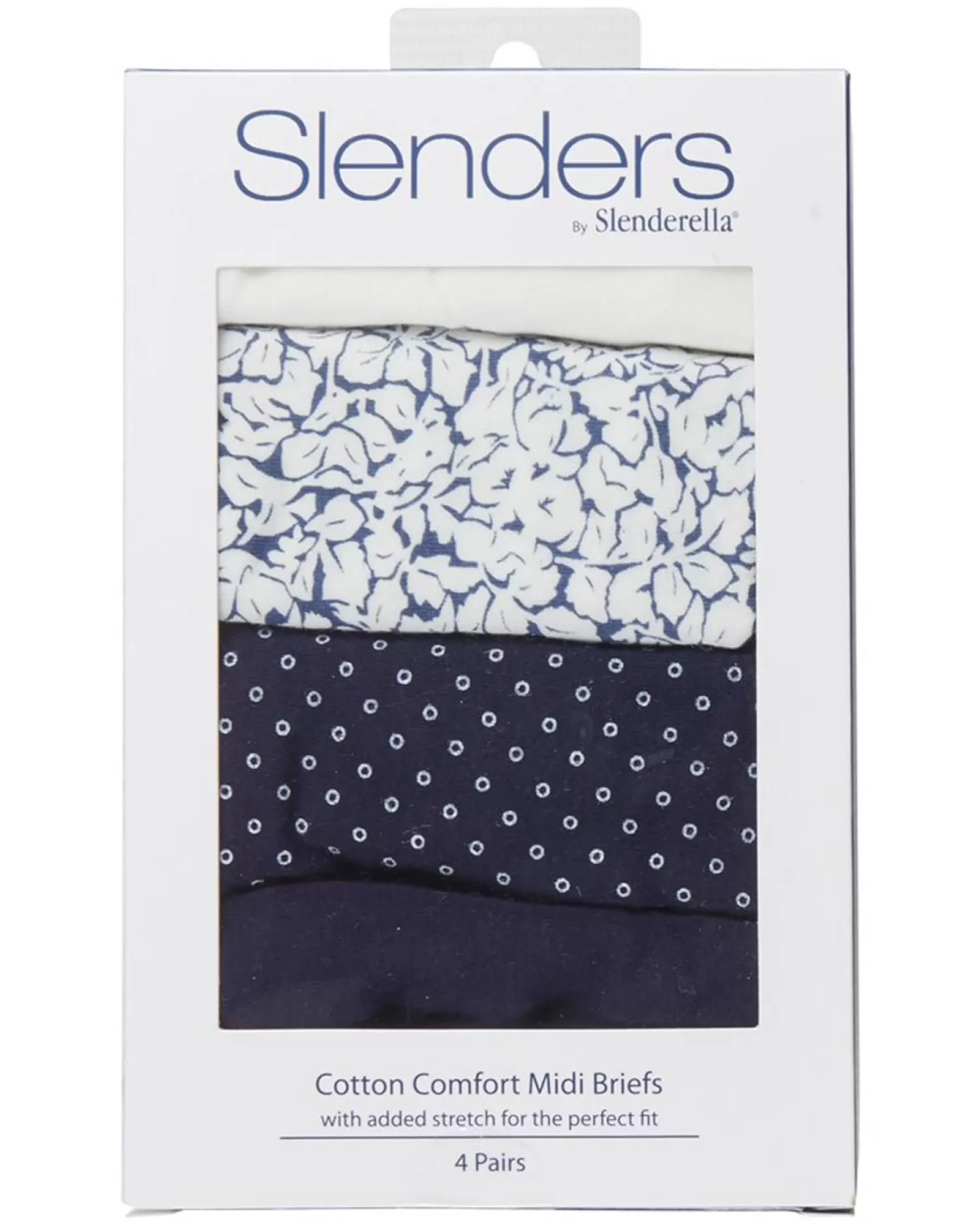 Slenderella Knickers | Slenders By 4 Pack Cotton Midi Brief - Navy