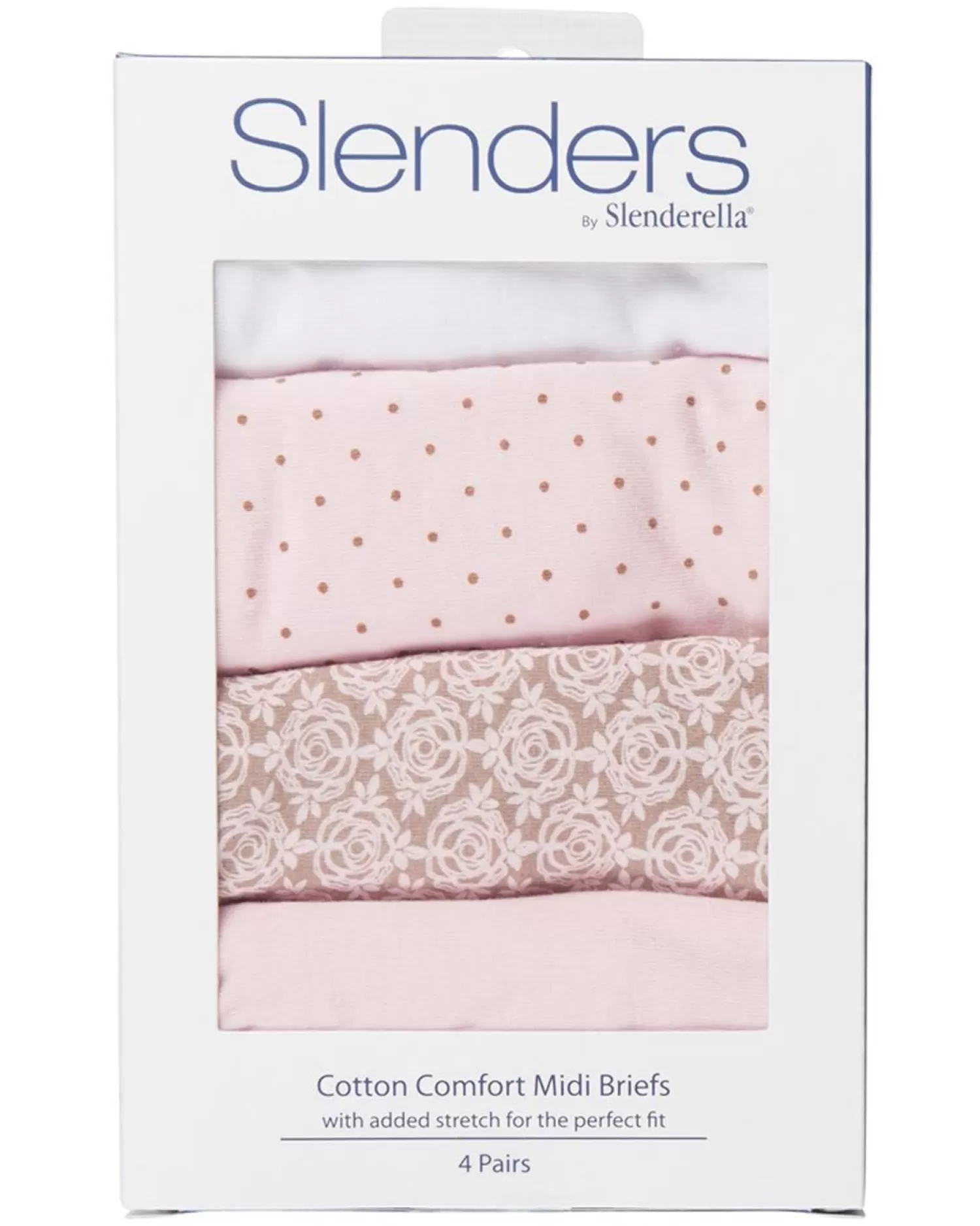 Slenderella Knickers | Slenders By 4 Pack Cotton Midi Brief - Pink