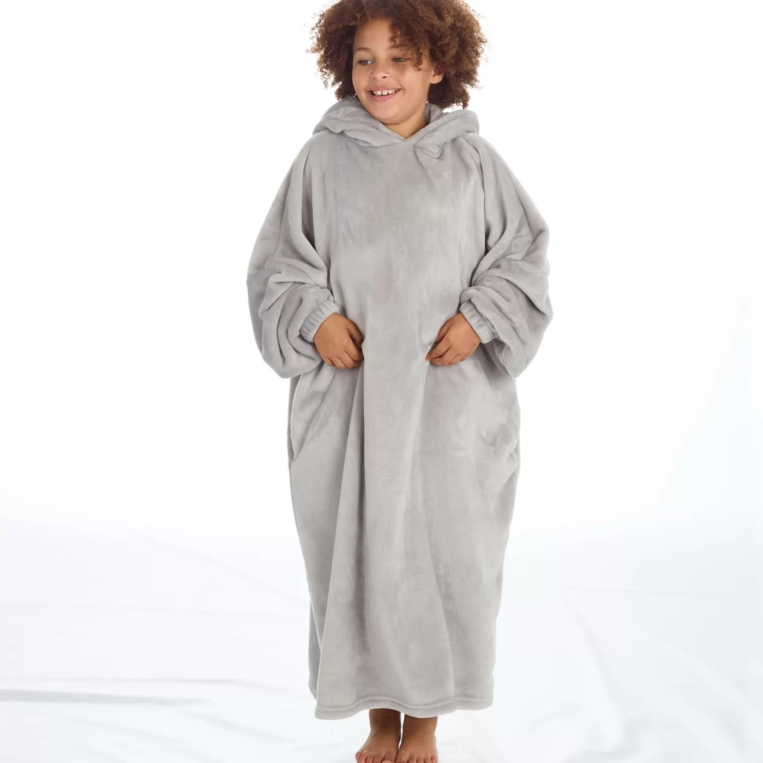 Kids Slumber Party Kids Oversized Blanket Poncho - Grey