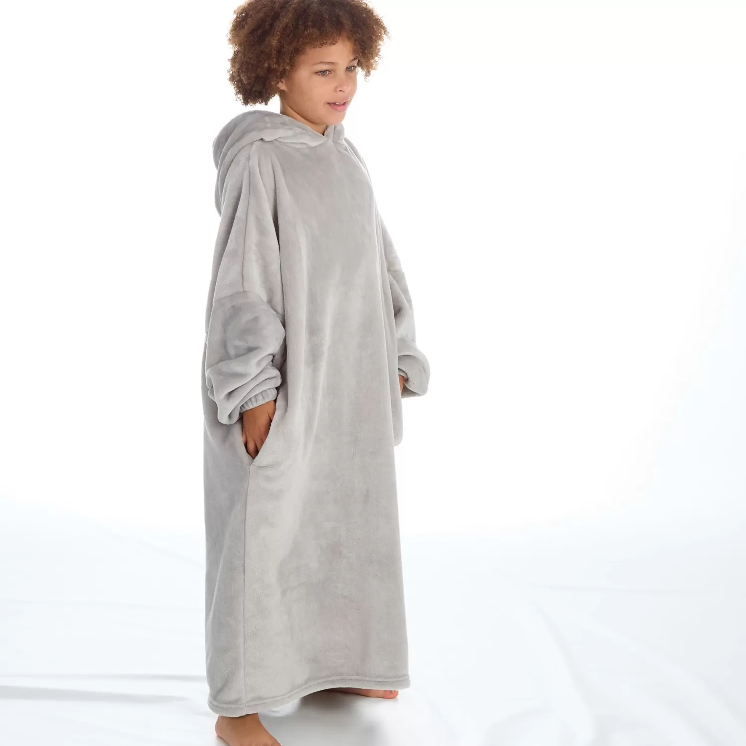 Kids Slumber Party Kids Oversized Blanket Poncho - Grey