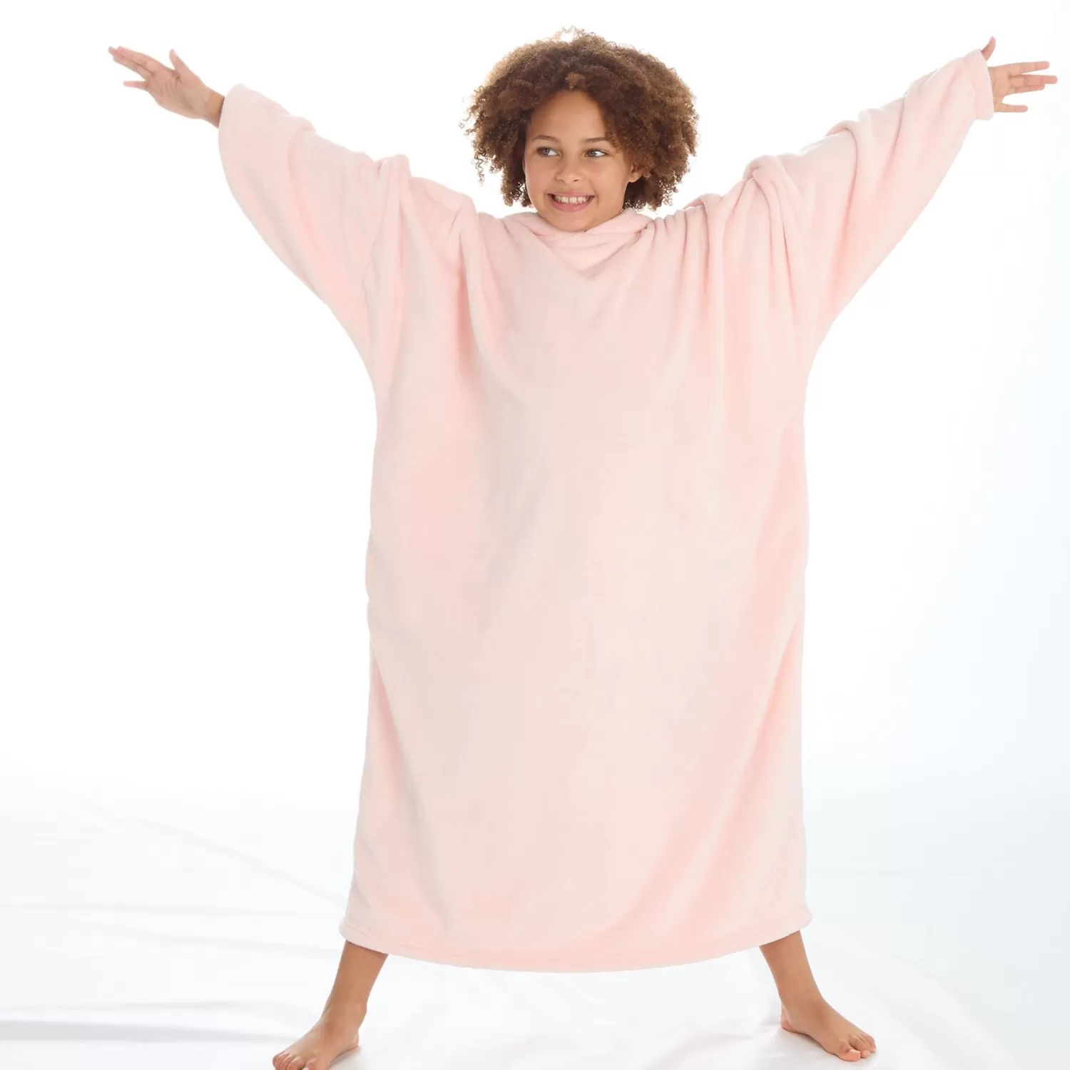 Kids Slumber Party Kids Oversized Blanket Poncho - Pale Pink