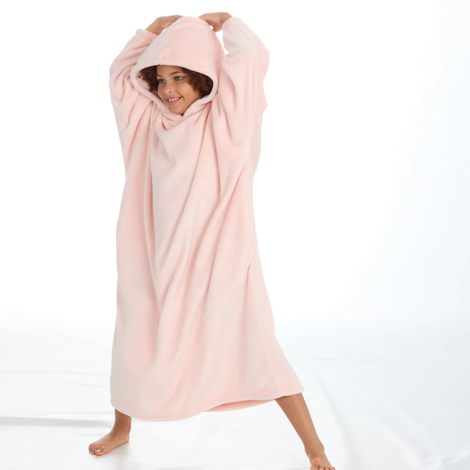Kids Slumber Party Kids Oversized Blanket Poncho - Pale Pink