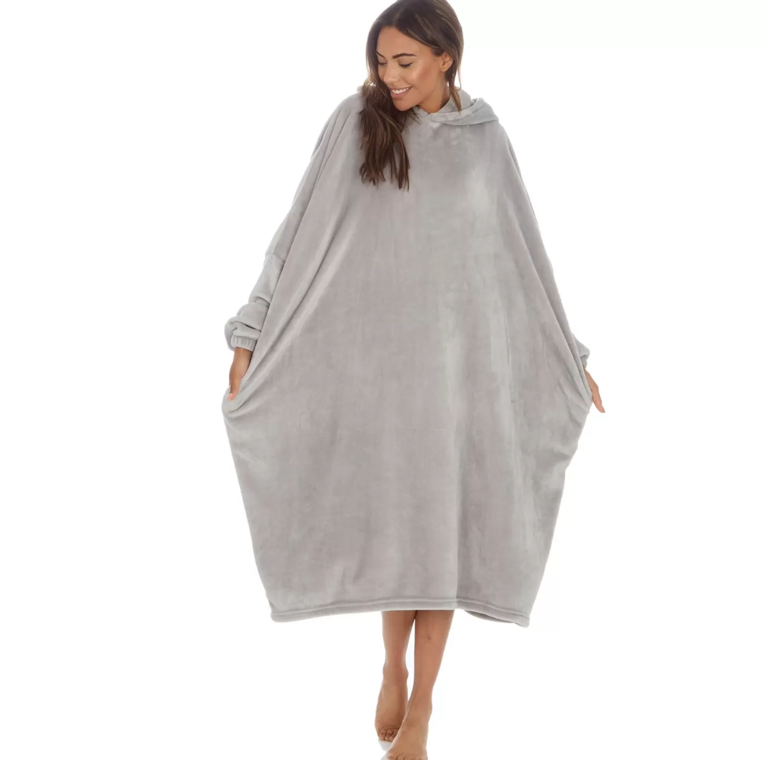 Slumber Party Loungewear | Oversized Long Poncho - Grey