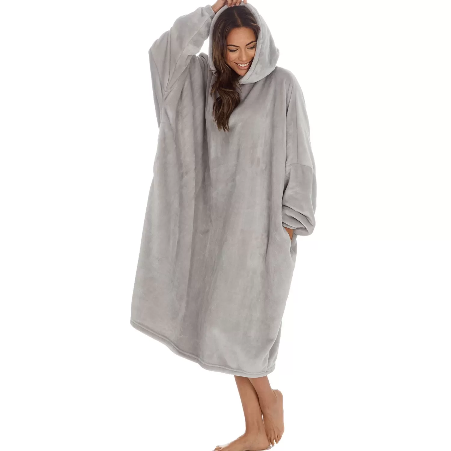 Slumber Party Loungewear | Oversized Long Poncho - Grey