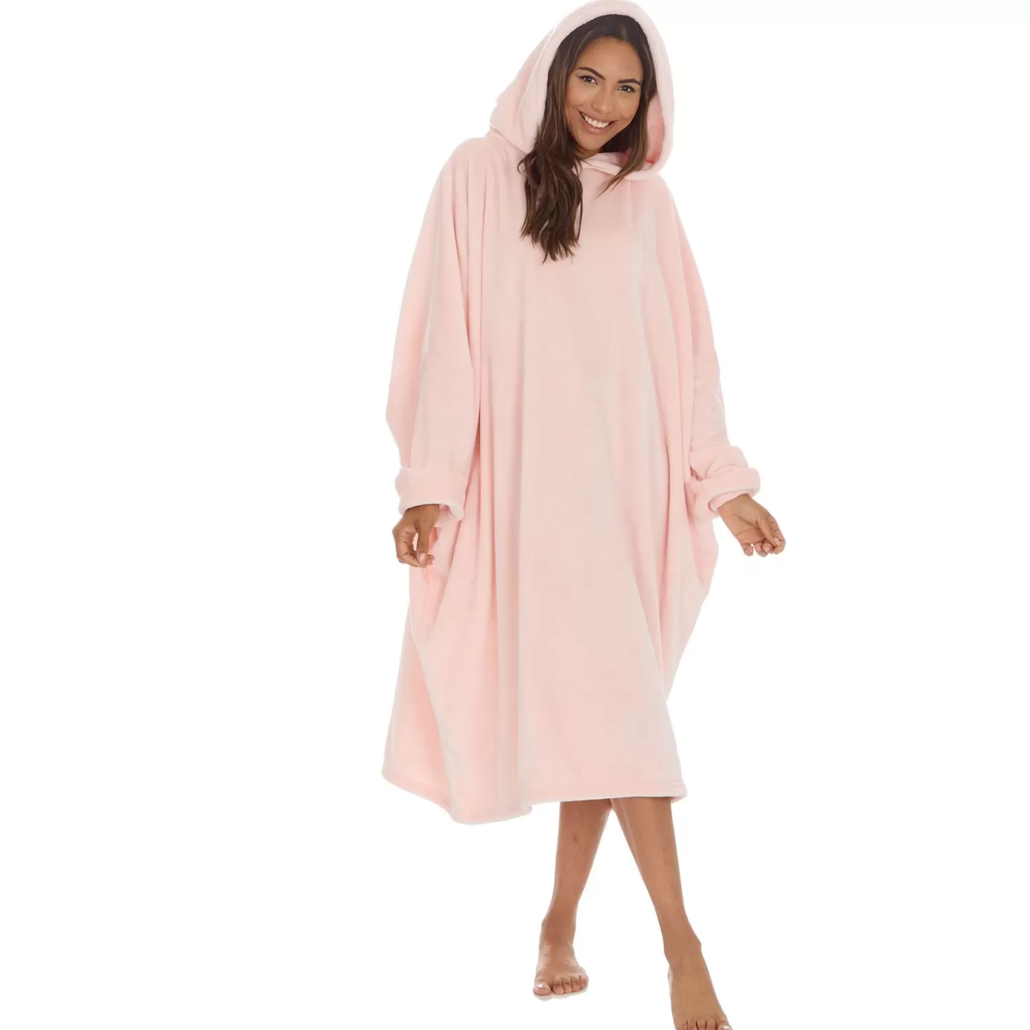 Slumber Party Loungewear | Oversized Long Poncho - Pale Pink