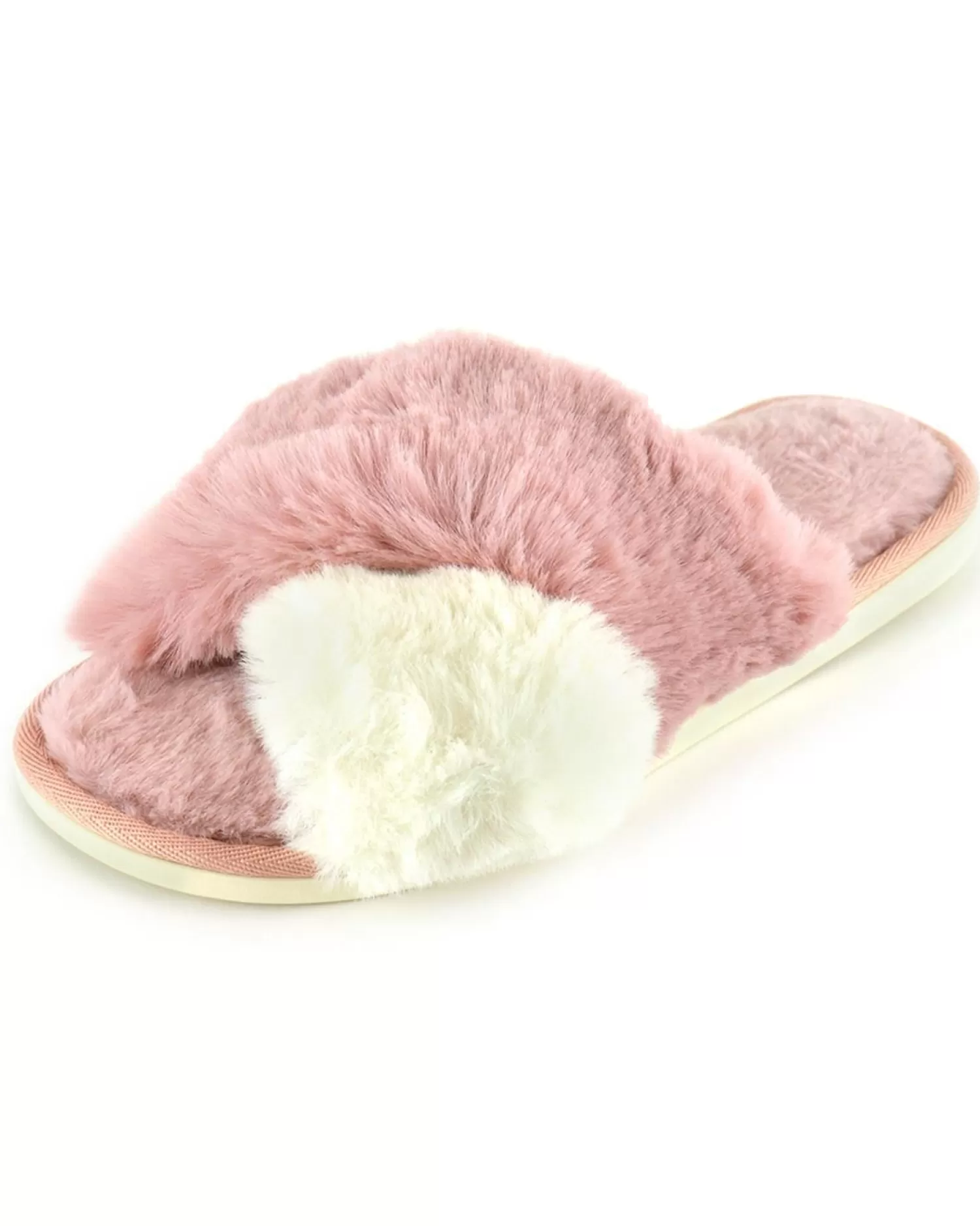 SlumberzzZ Slippers | Fluffy Crossover Slippers - Pink