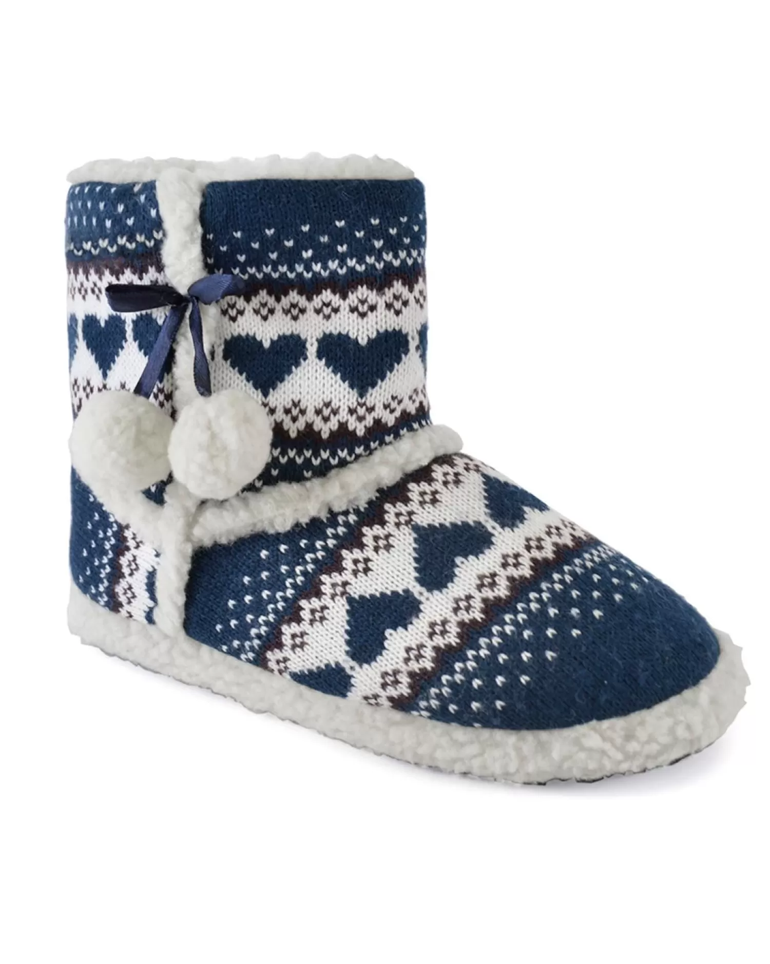 SlumberzzZ Slippers | Heart Knitted Bootie Slippers - Navy