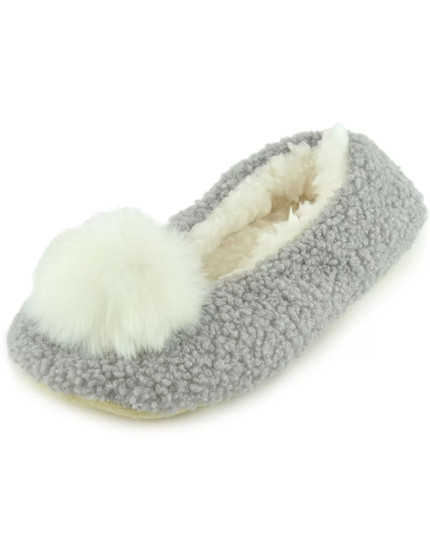 SlumberzzZ Slippers | Pom Pom Ballet Slippers - Grey