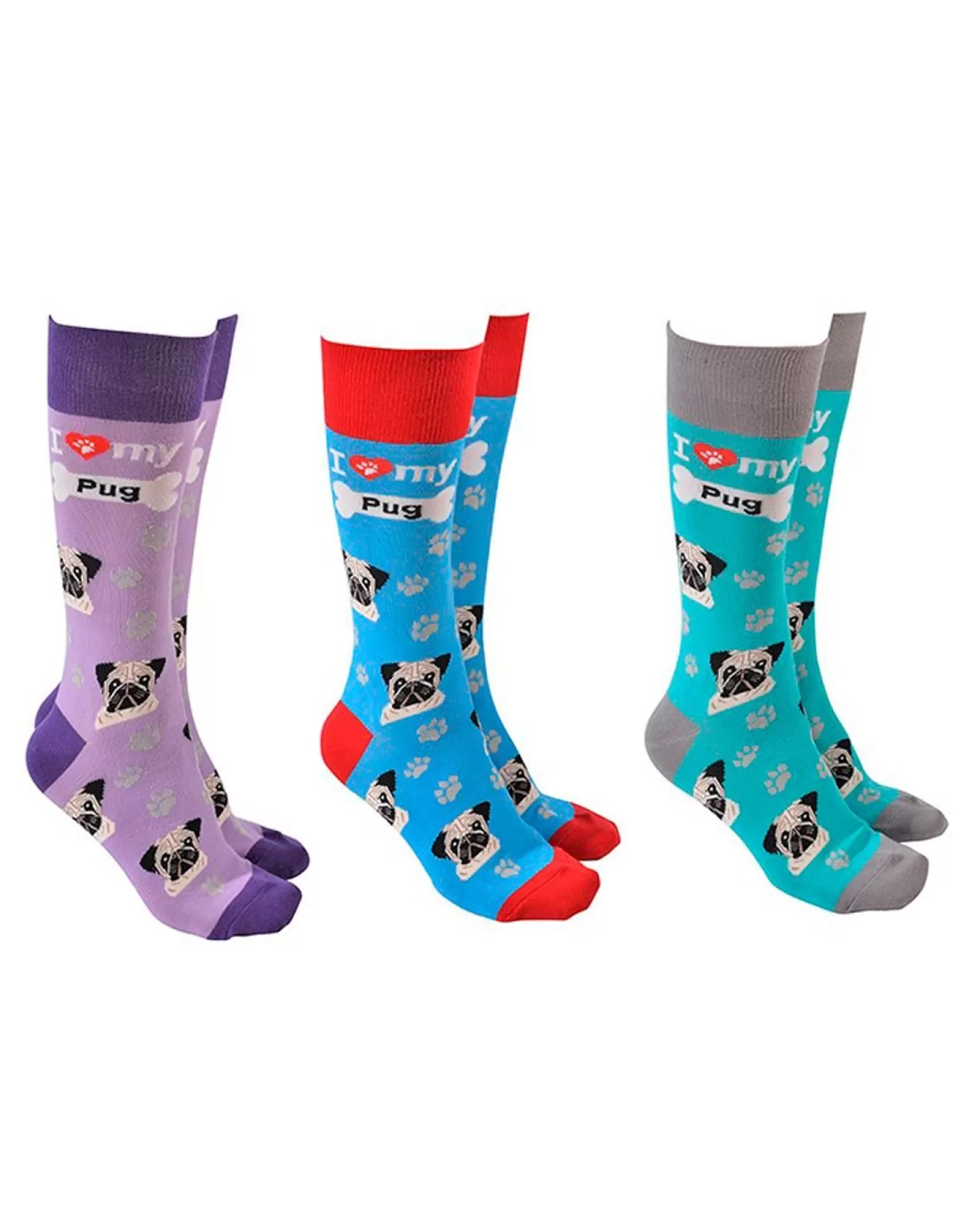 Men Sock Society 3 Pack I Love My Pug Socks