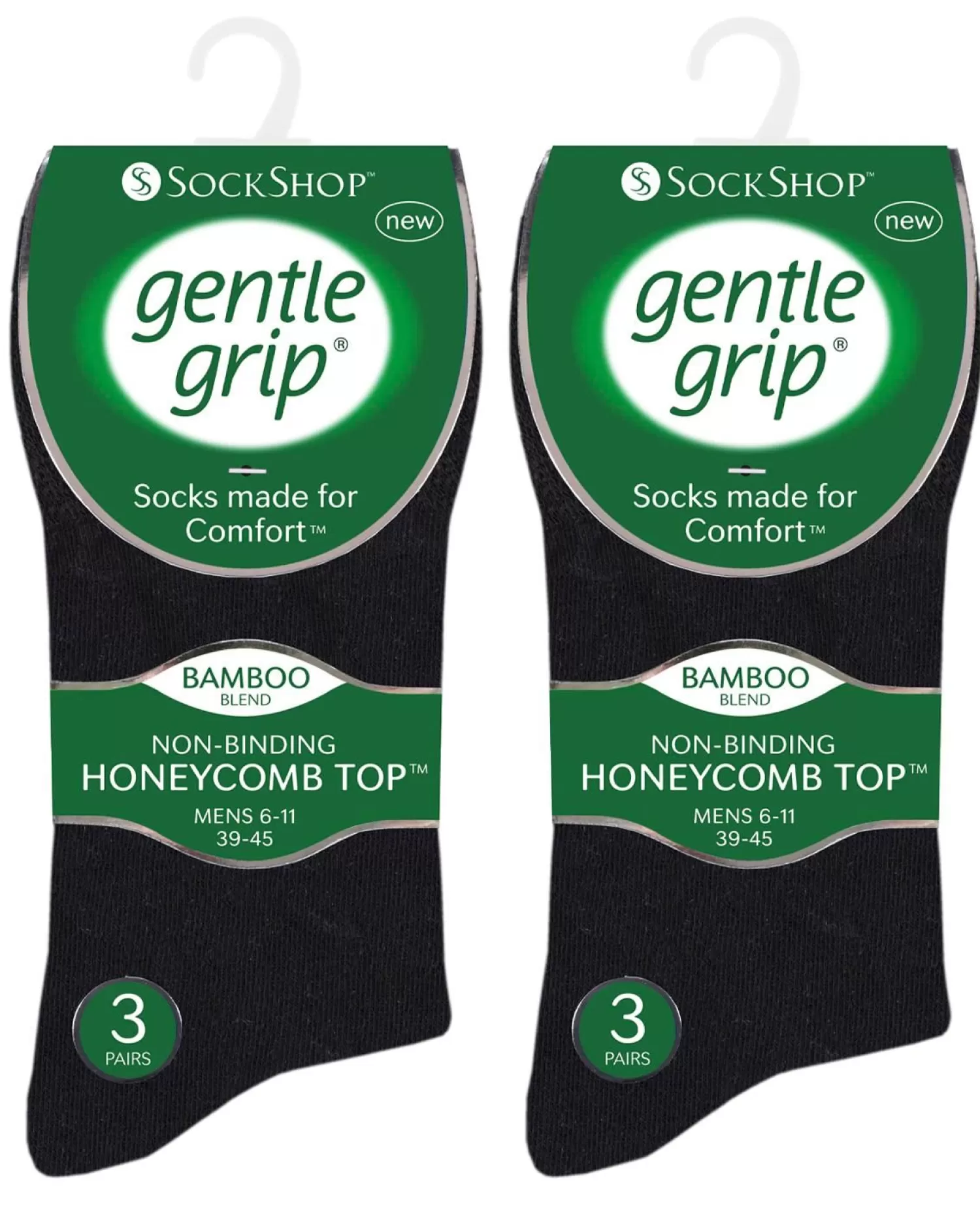 Men SockShop 6 Pairs Mens Gentle Grip Bamboo Socks - Black
