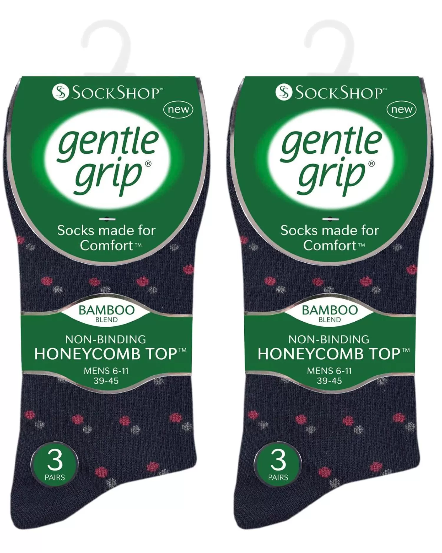Men SockShop 6 Pairs Mens Gentle Grip Bamboo Socks - Dark Pattern