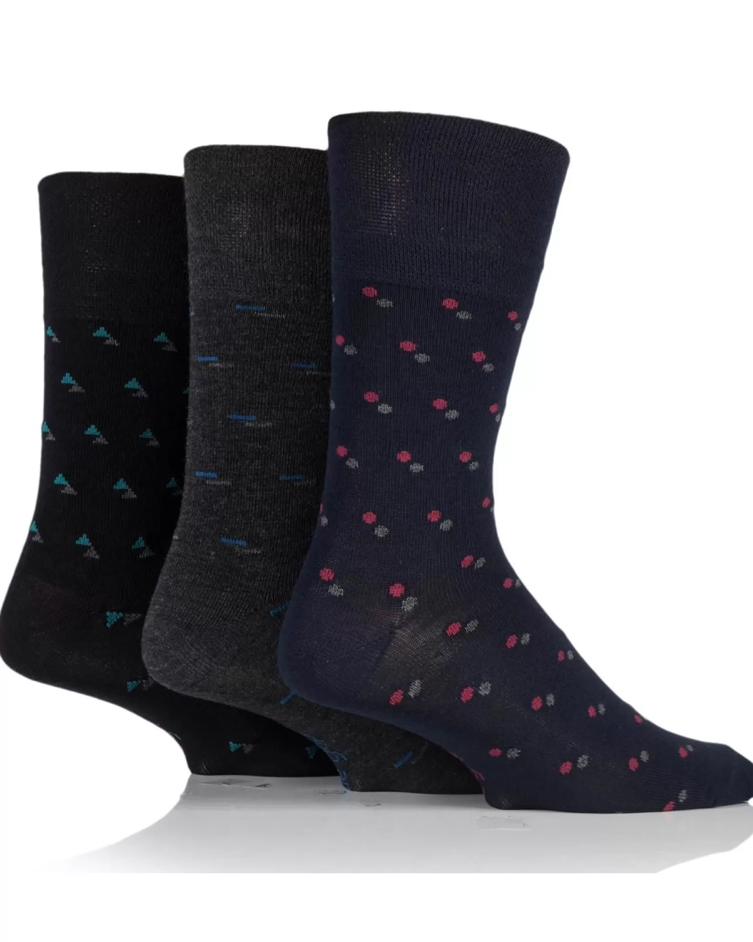 Men SockShop 6 Pairs Mens Gentle Grip Bamboo Socks - Dark Pattern