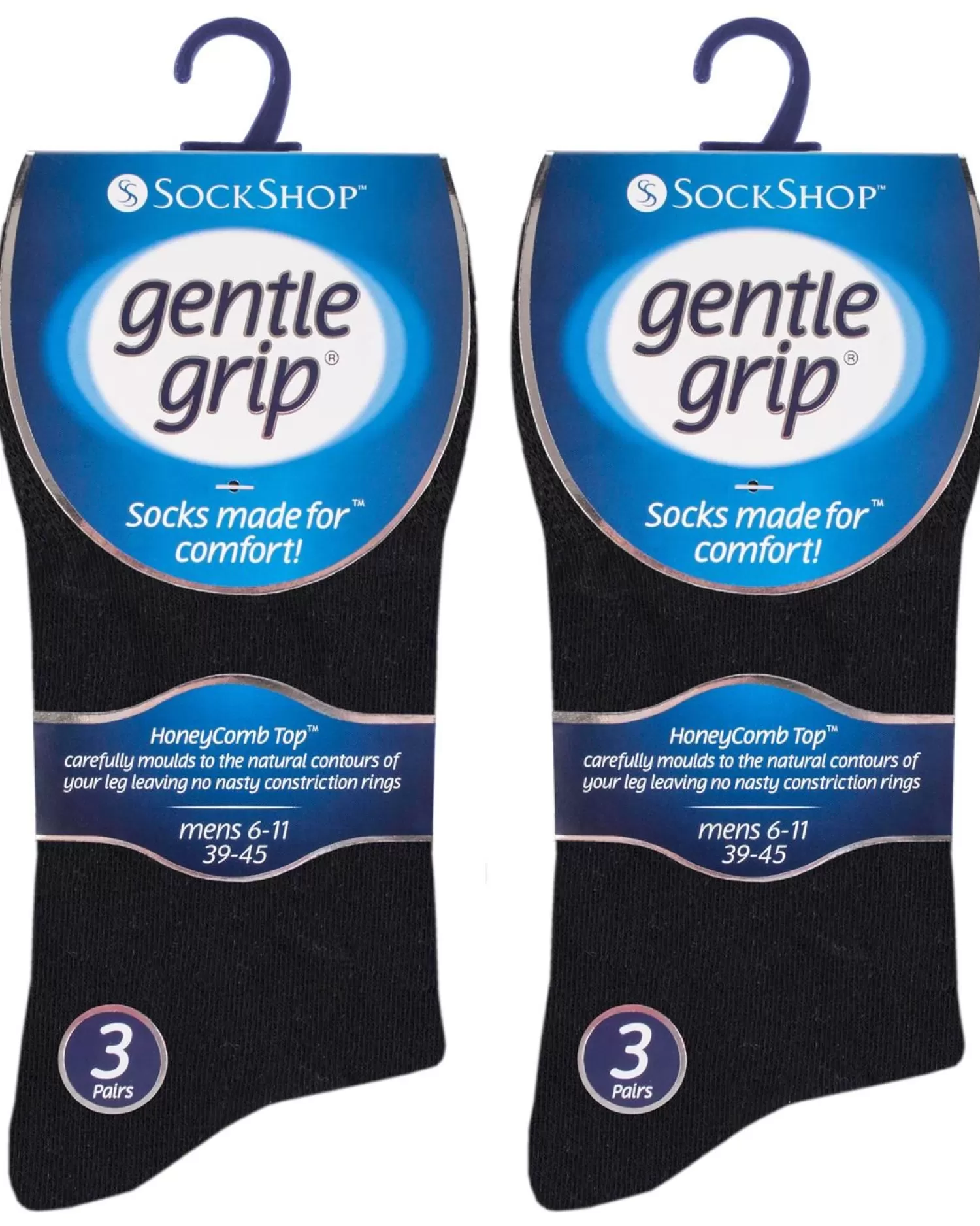 Men SockShop 6 Pairs Mens Gentle Grip Socks - Black/Navy/Grey