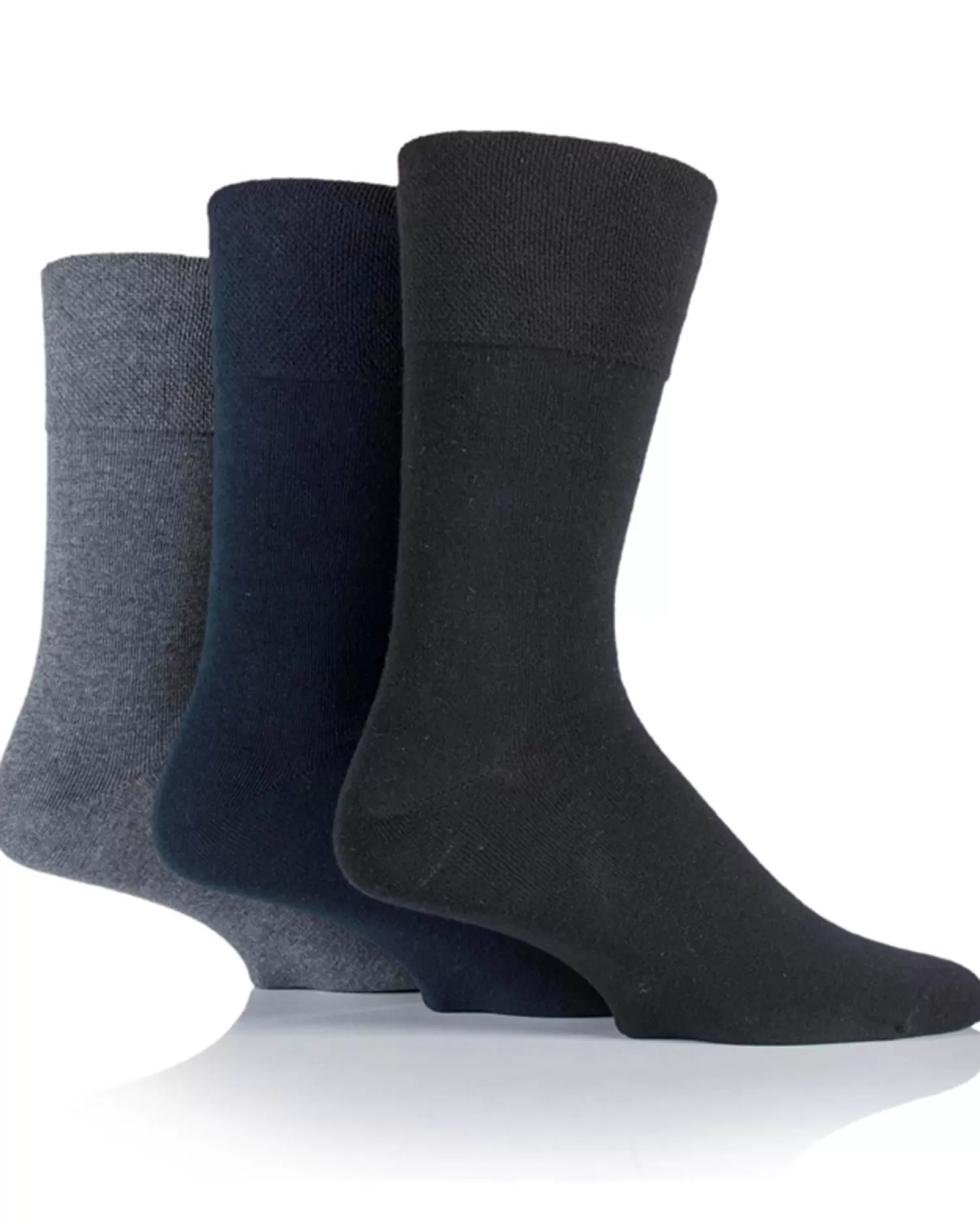 Men SockShop 6 Pairs Mens Gentle Grip Socks - Black/Navy/Grey