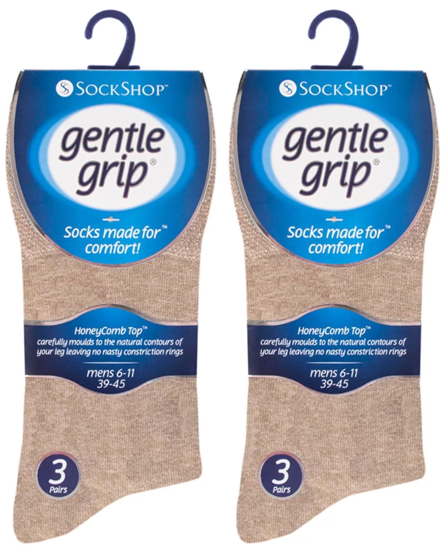 Men SockShop 6 Pairs Mens Gentle Grip Socks - Brown