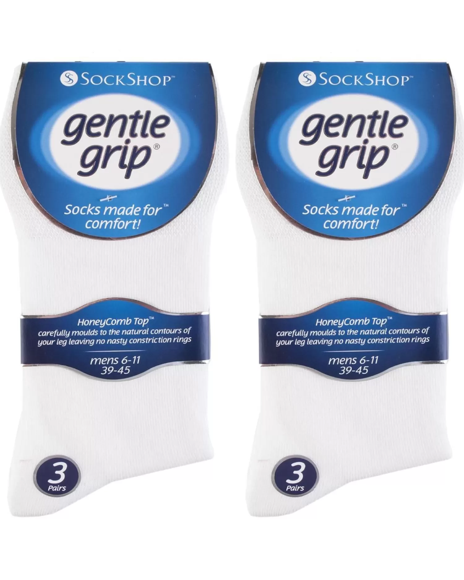 Men SockShop 6 Pairs Mens Gentle Grip Socks - White