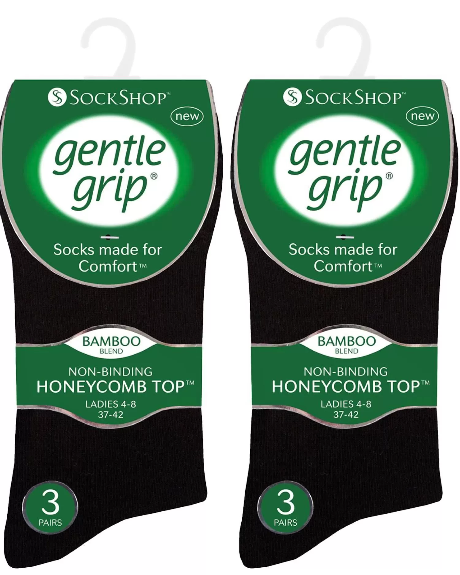 SockShop Socks | 6 Pairs Womens Gentle Grip Bamboo Socks - Black