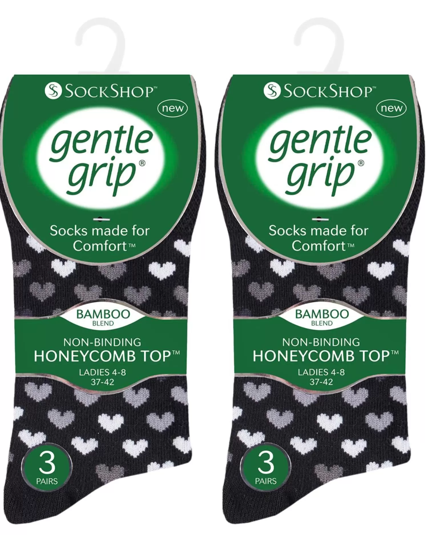 SockShop Socks | 6 Pairs Womens Gentle Grip Bamboo Socks - Monochrome