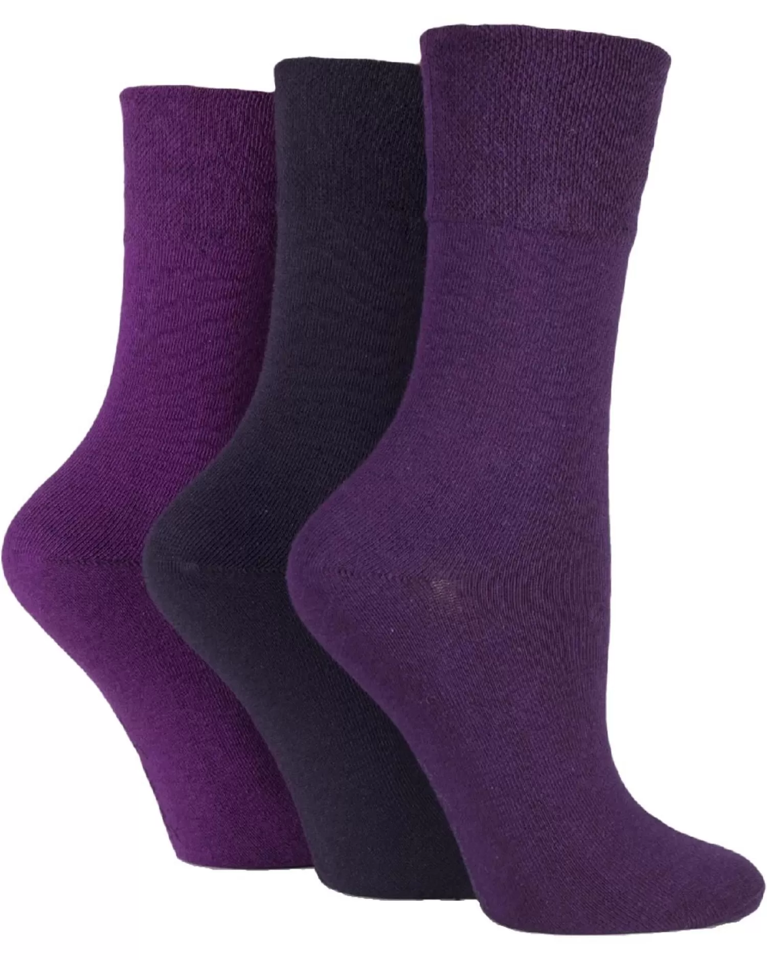 SockShop Socks | 6 Pairs Womens Gentle Grip Diabetic Socks - Purple